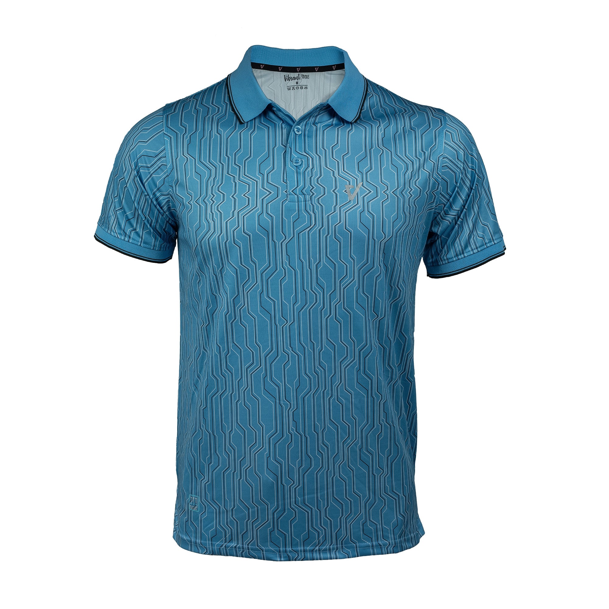 Vibrant Men's Blue Sublimation Printed Golf Polo Shirt – Max Cool Dry-Fit Sportswear for Ultimate Comfort - Vibrantbd.com