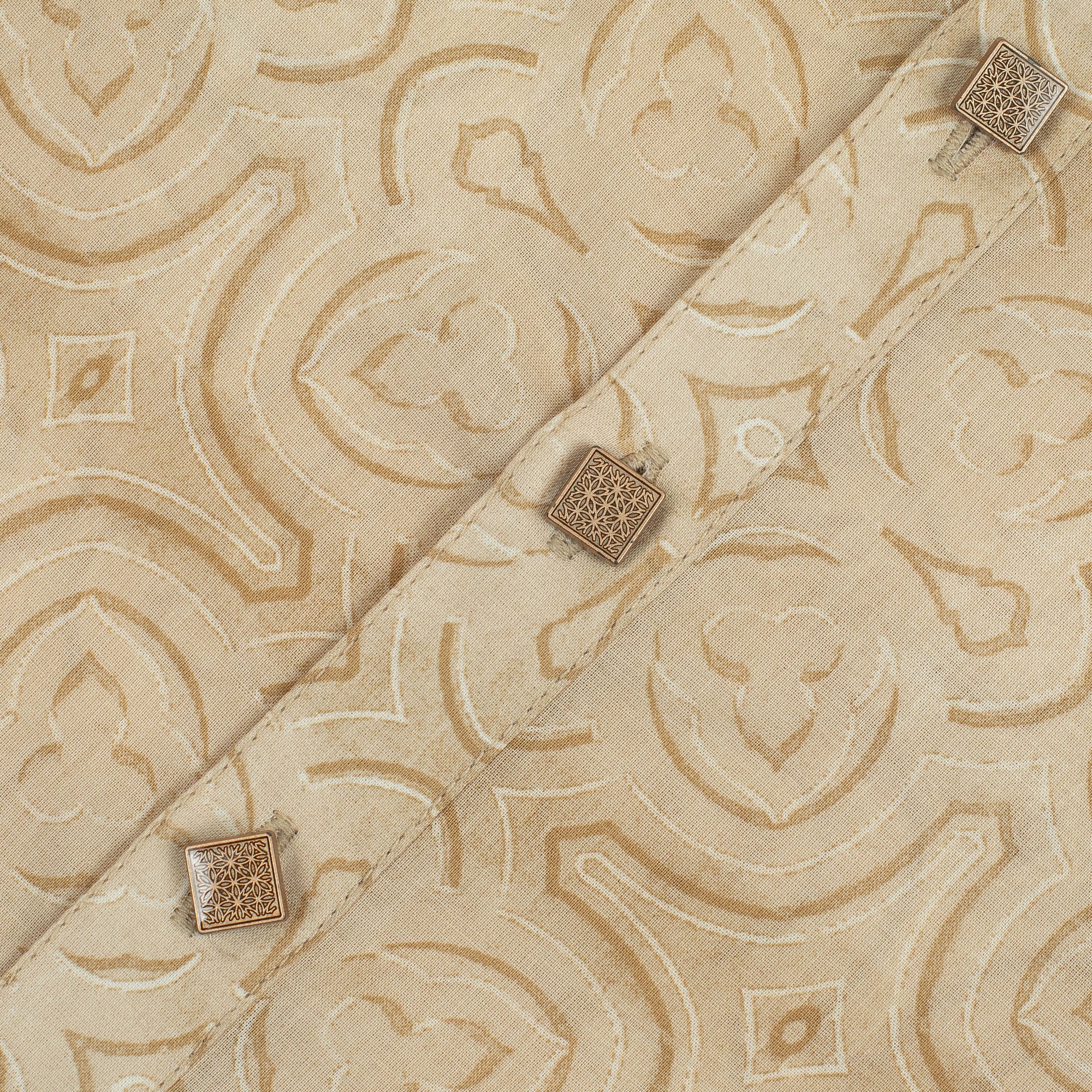 Vibrant Men's Light Beige Cotton Panjabi - Vibrantbd.com