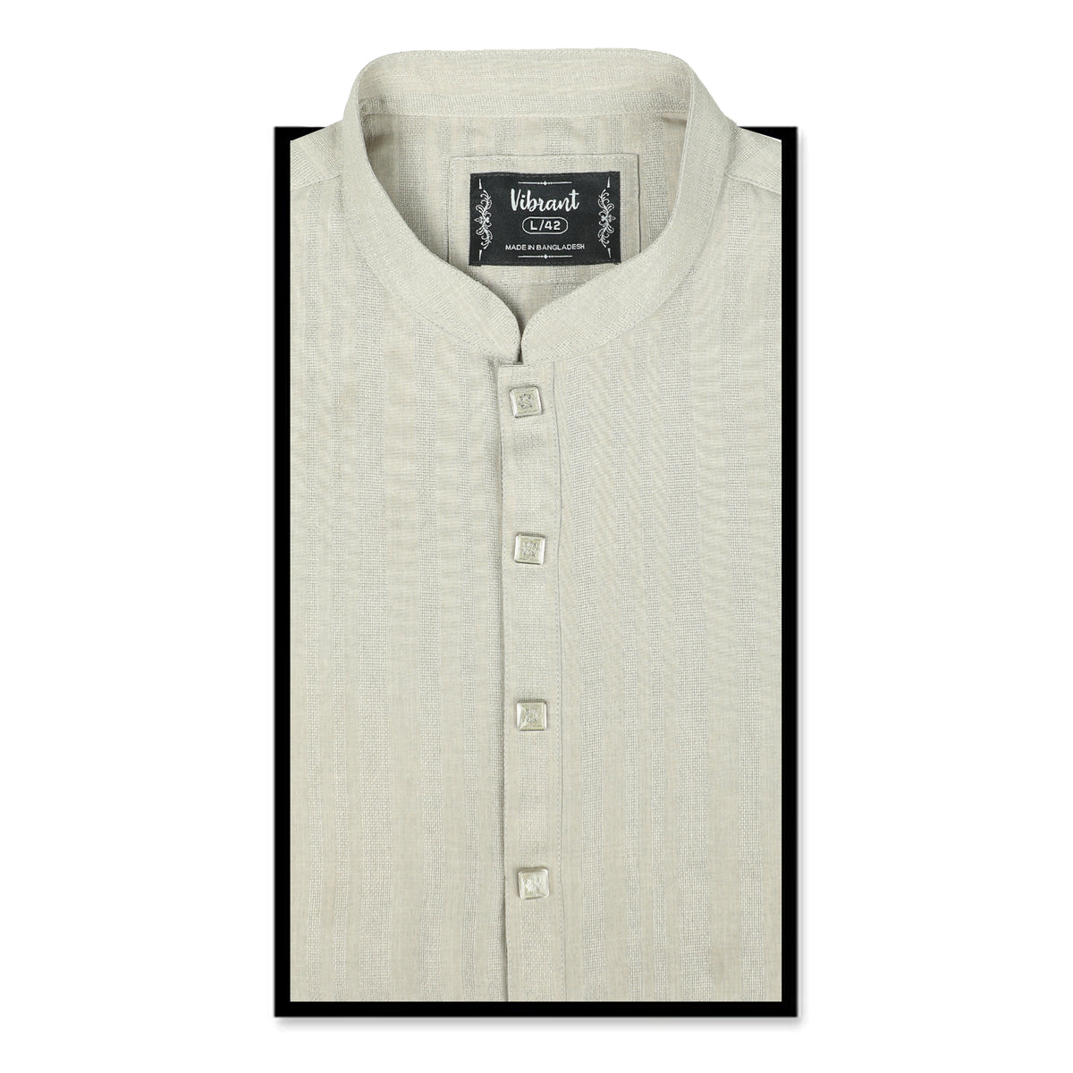 VIBRANT  MEN'S OFF-WHITE JACQUARD PRINT COTTON PANJABI - Vibrantbd.com
