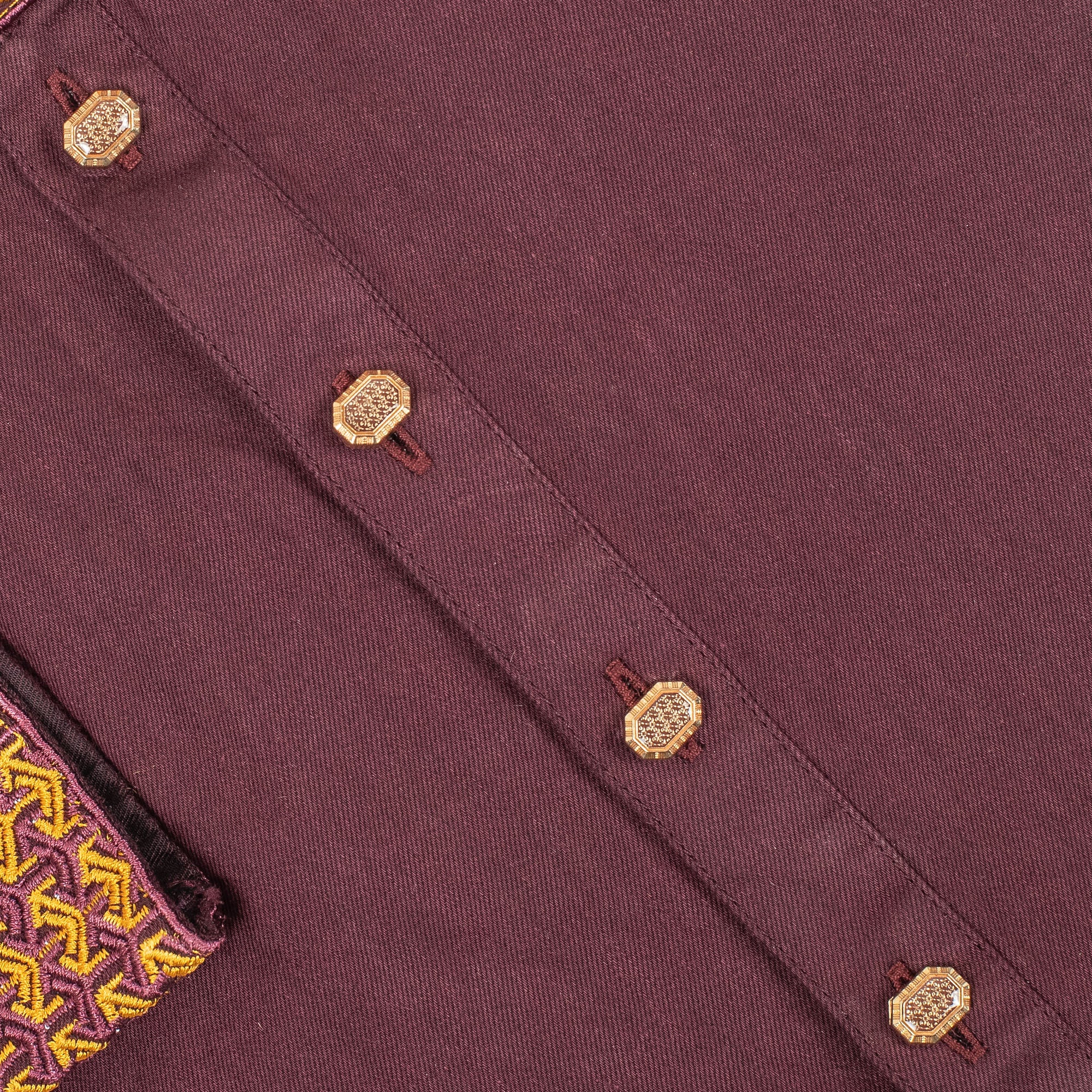 Vibrant Men's Maroon Cotton Panjabi – Elegant Embroidered Festive Wear - Vibrantbd.com