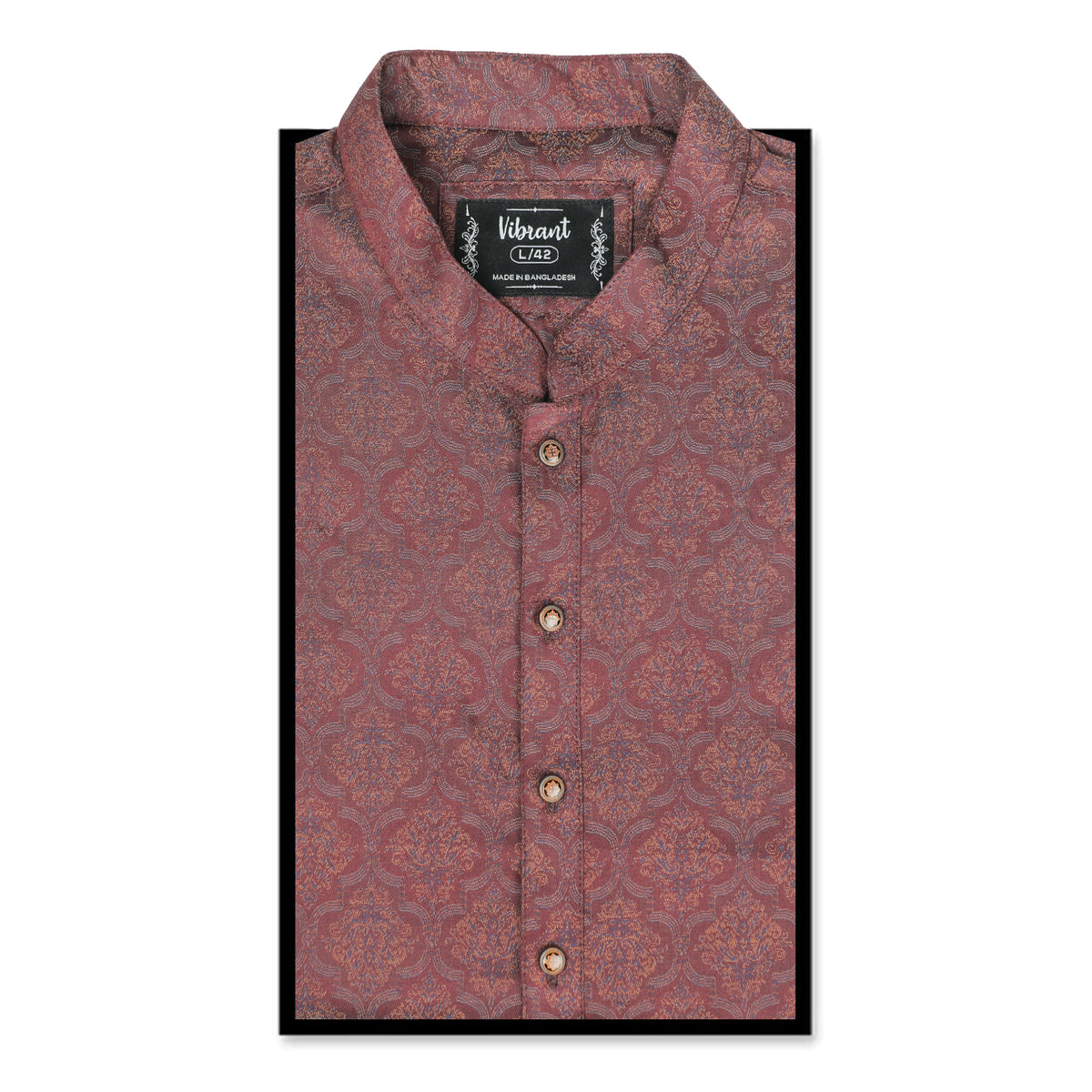 VIBRANT  MEN'S MAUVE-WINE JACQUARD PRINT COTTON PANJABI - Vibrantbd.com