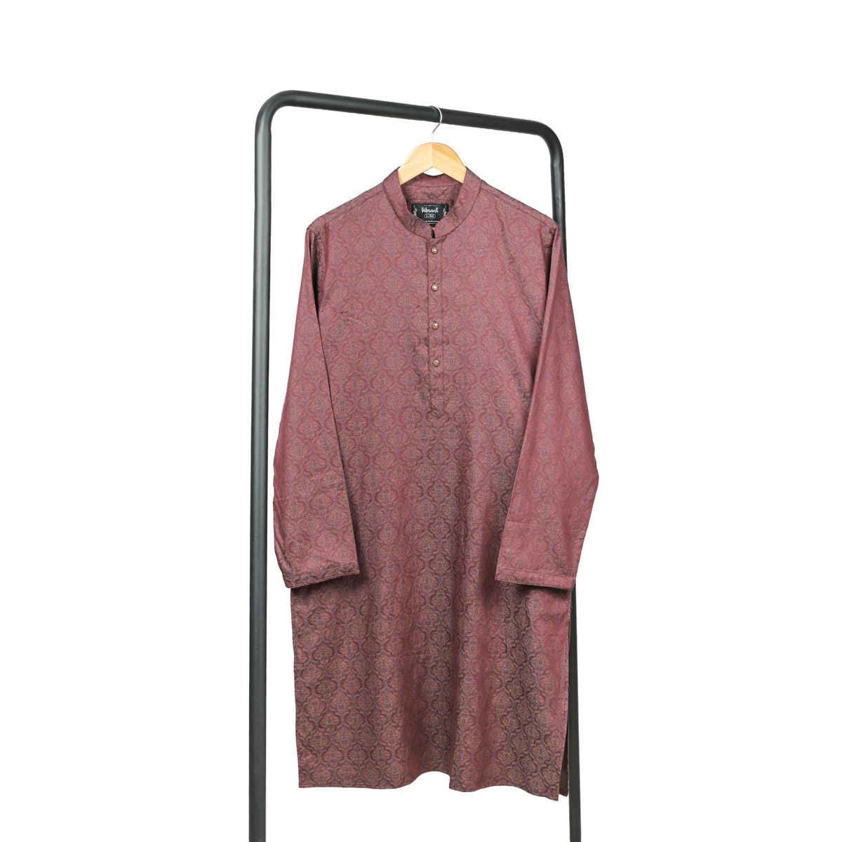 VIBRANT  MEN'S MAUVE-WINE JACQUARD PRINT COTTON PANJABI - Vibrantbd.com