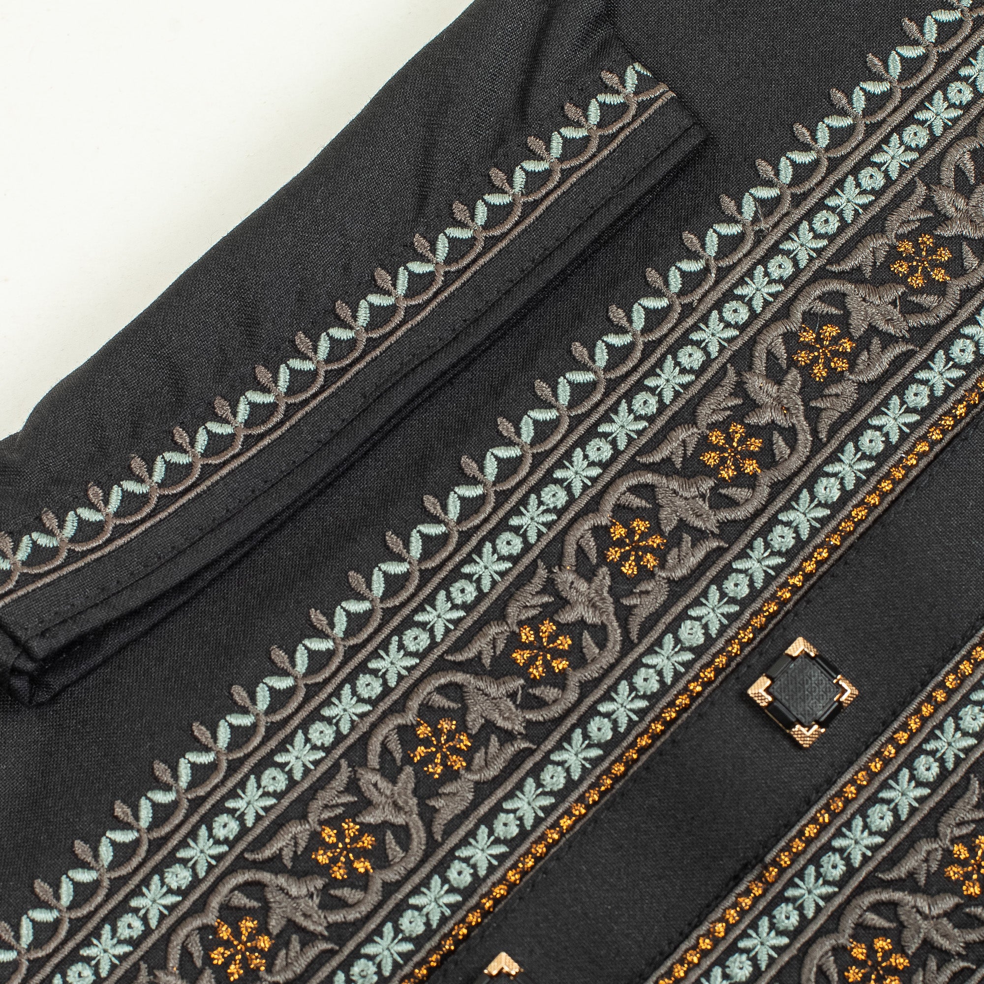 Vibrant Men's Premium Cotton Panjabi – Charcoal Black with Exquisite Embroidery, Festive & Traditional Wear - Vibrantbd.com