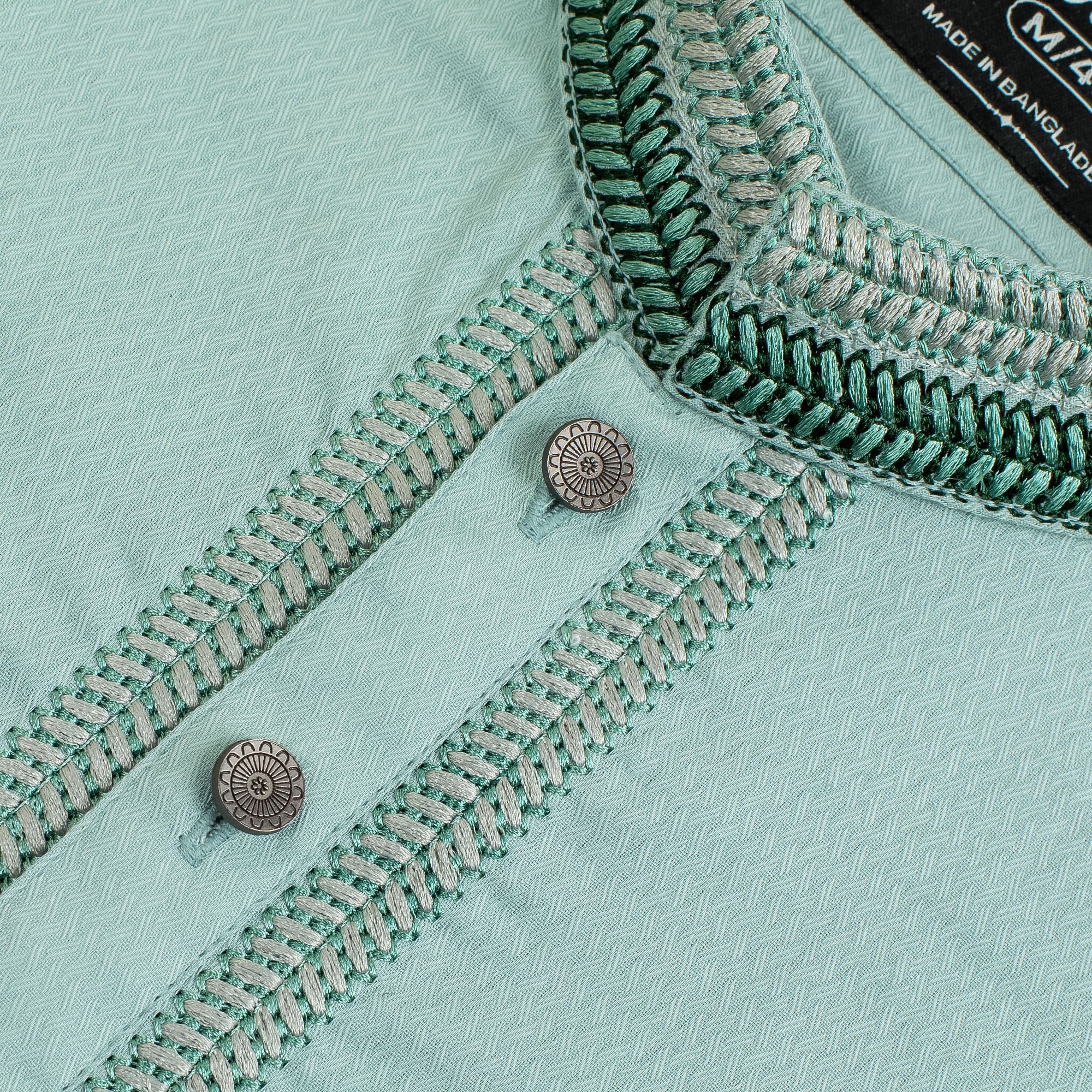 Vibrant Men’s Cotton Panjabi – Light Green, Elegant Embroidery, Premium Comfort for Festive & Casual Wear - Vibrantbd.com