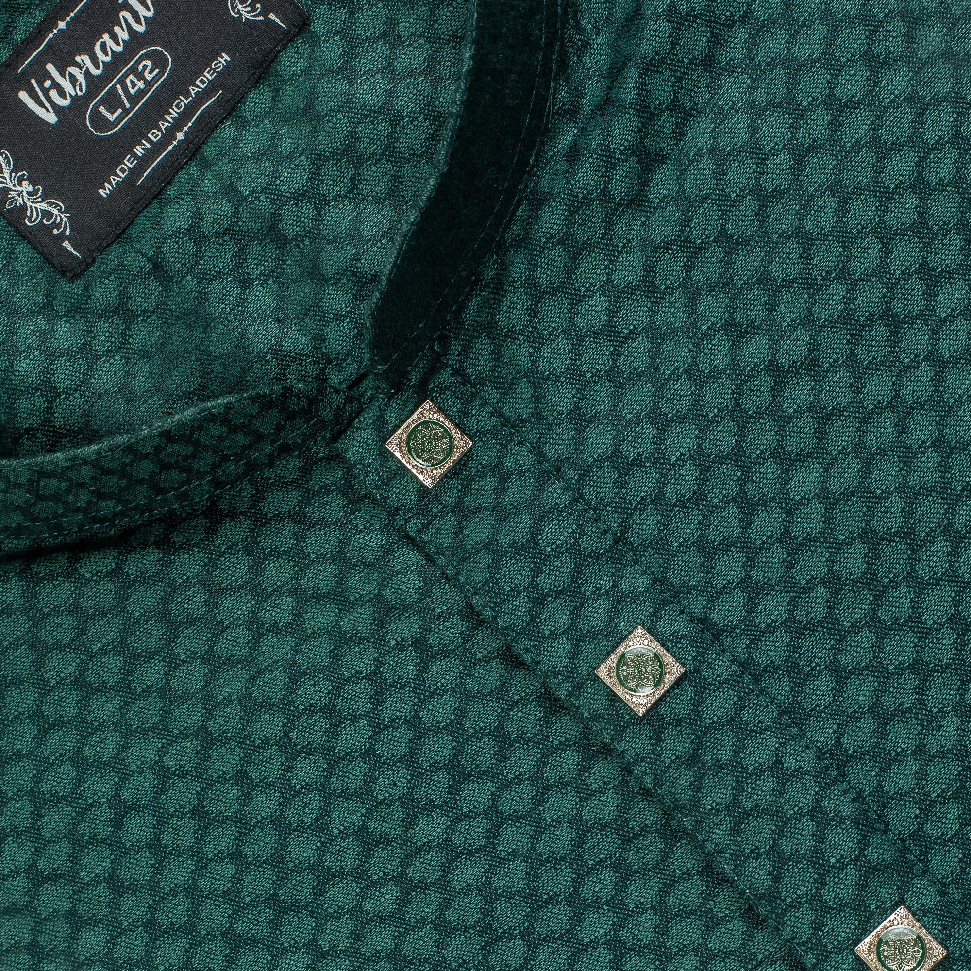 Vibrant Men’s Cotton Panjabi – Bottle Green, Elegant Embroidery, Premium Comfort - Vibrantbd.com