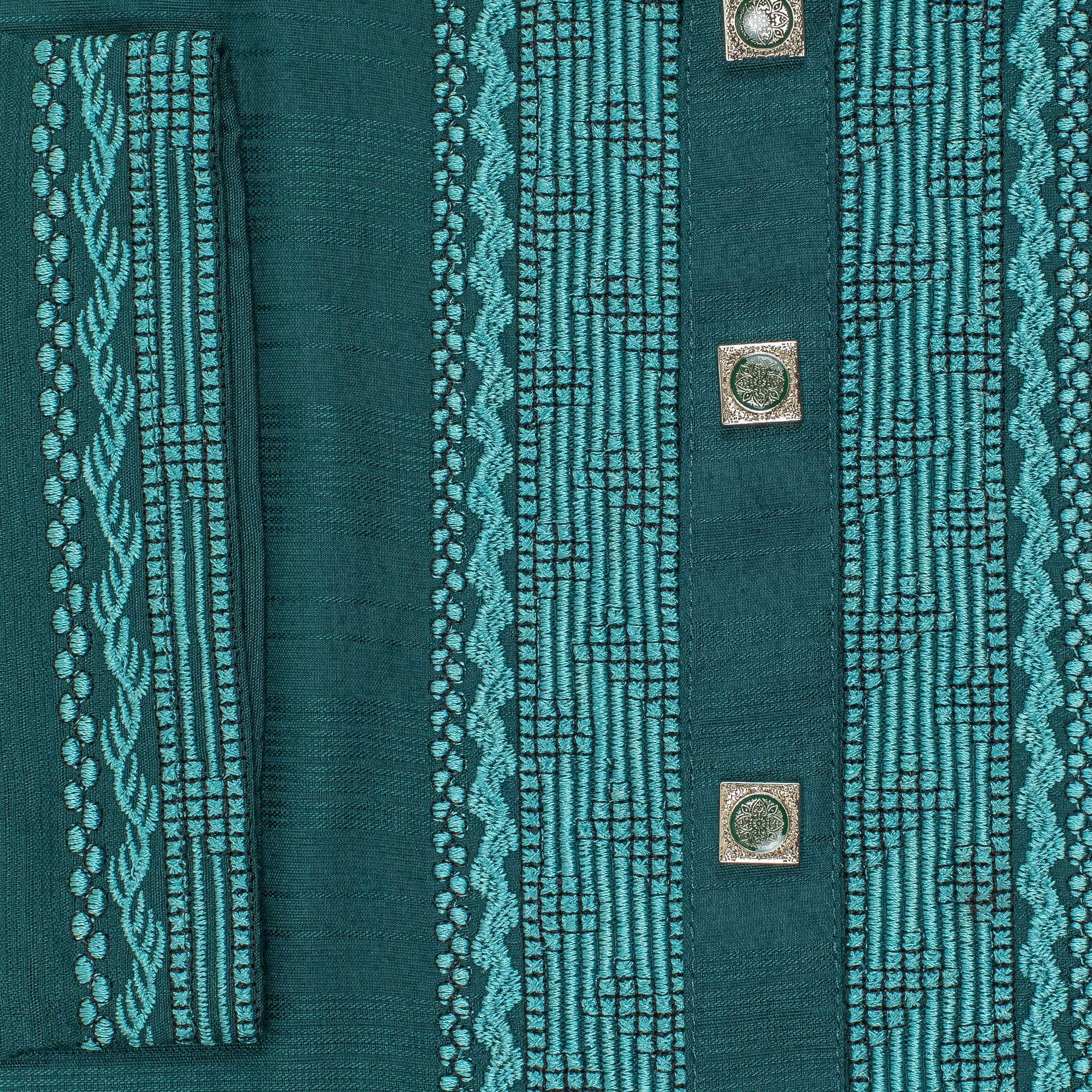 Vibrant Men’s Cotton Panjabi – Teal Green, Elegant Embroidery, Premium Comfort - Vibrantbd.com