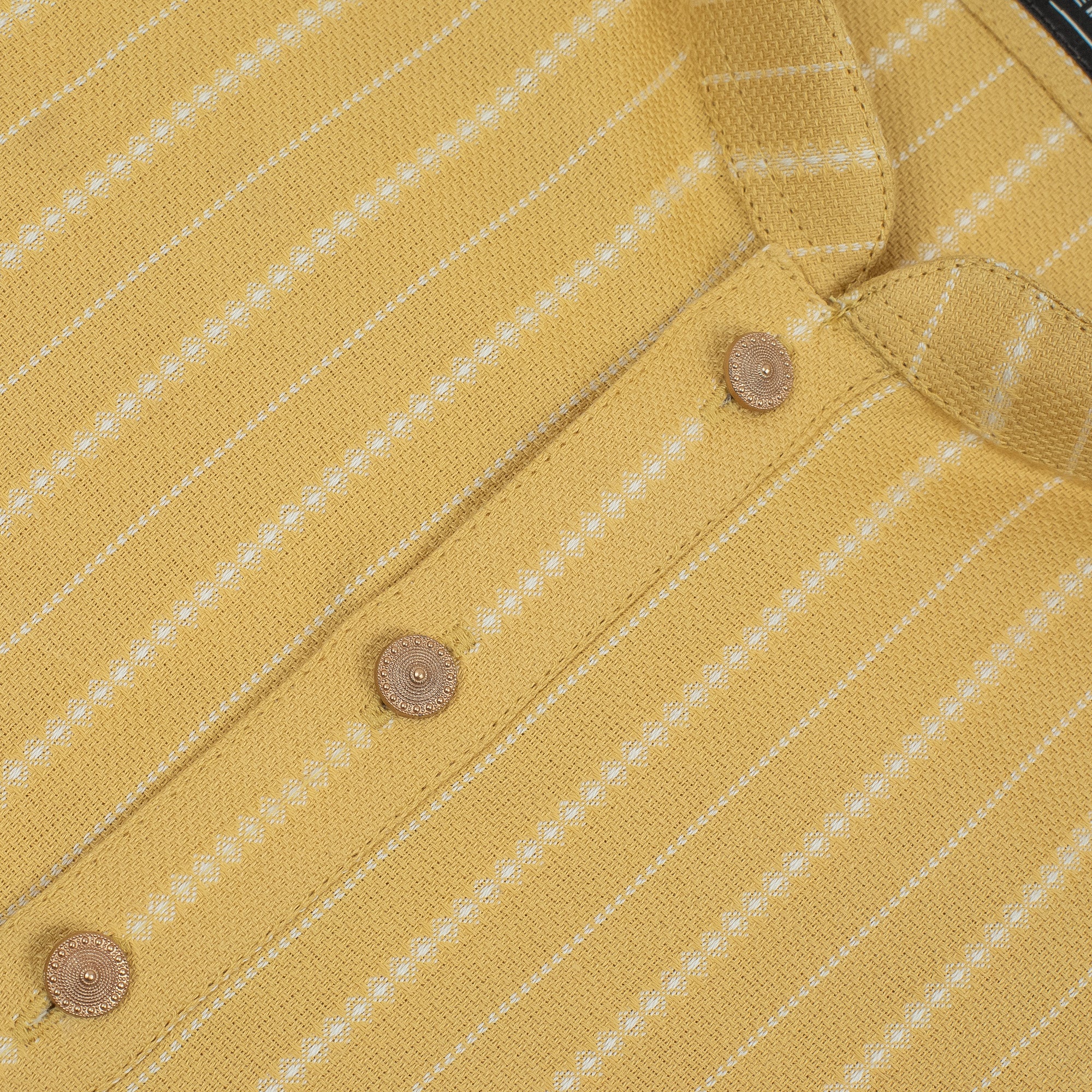 Vibrant Men's Yellow Cotton Panjabi - Striped Design for Festive & Casual Wear - Vibrantbd.com