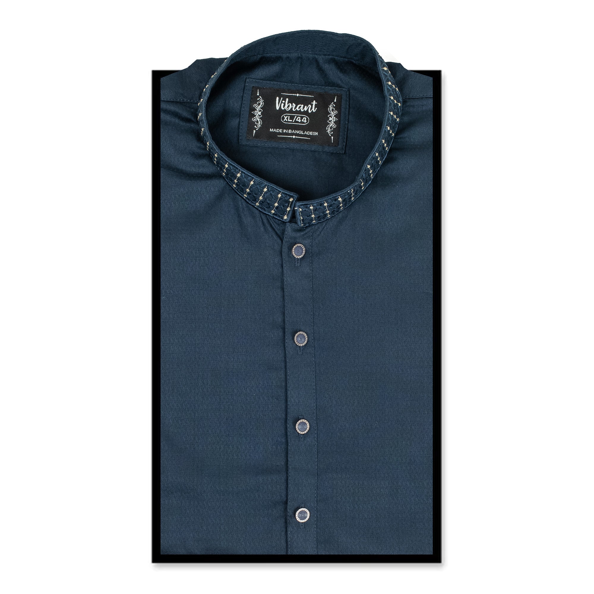 Vibrant Men's Navy Blue Cotton Panjabi – Elegant Traditional Wear for Eid, Weddings & Special Occasions - Vibrantbd.com