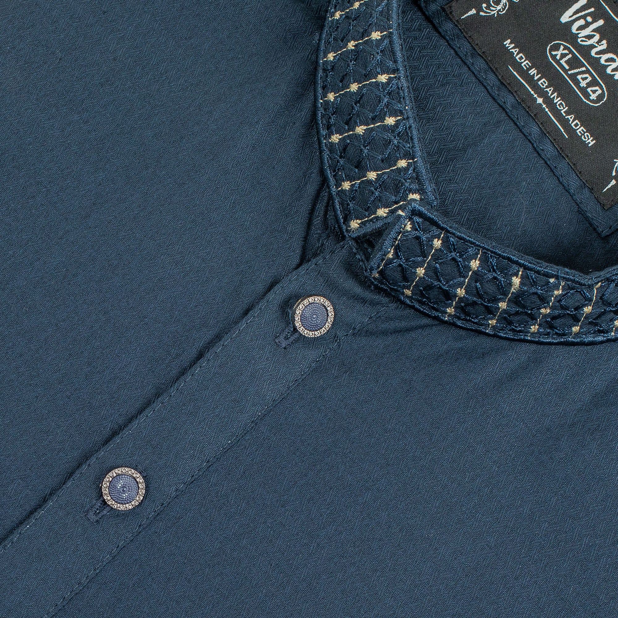Vibrant Men's Navy Blue Cotton Panjabi – Elegant Traditional Wear for Eid, Weddings & Special Occasions - Vibrantbd.com