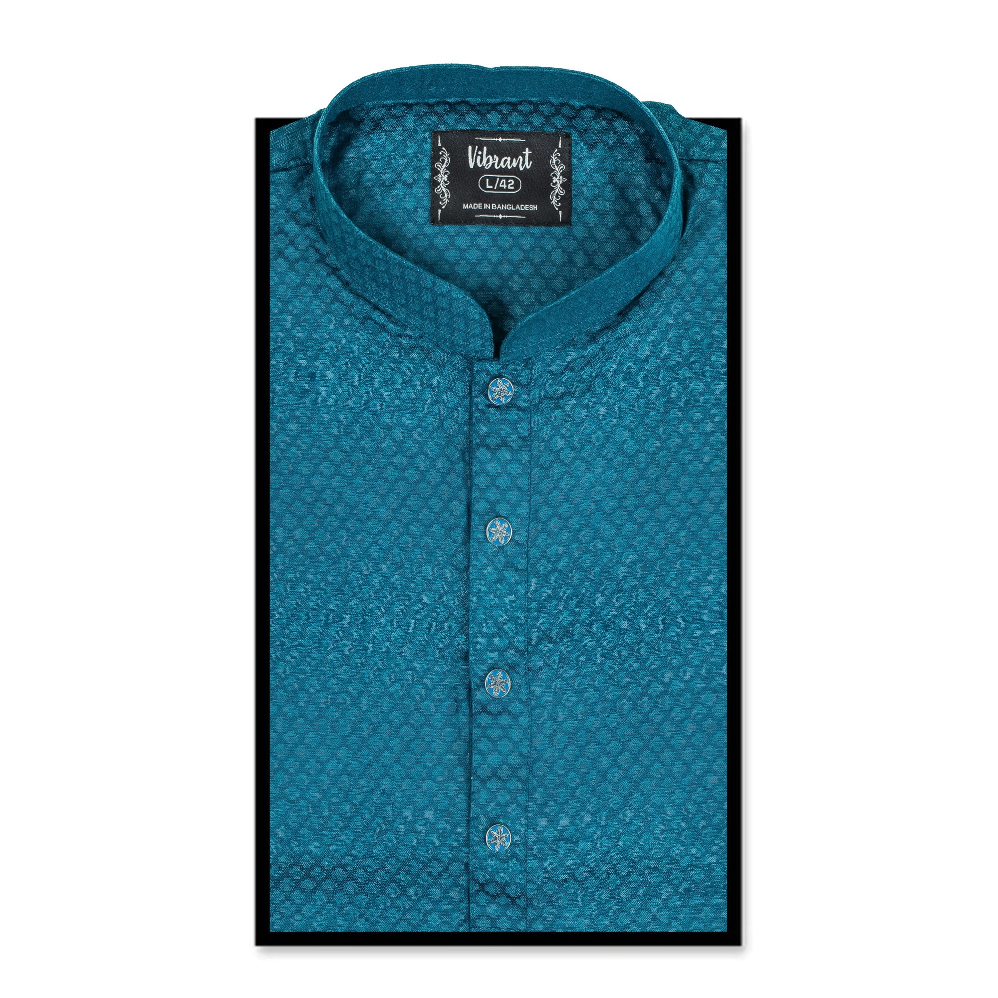 Vibrant Men’s Cotton Panjabi – Blue, Elegant Embroidery, Premium Comfort - Vibrantbd.com