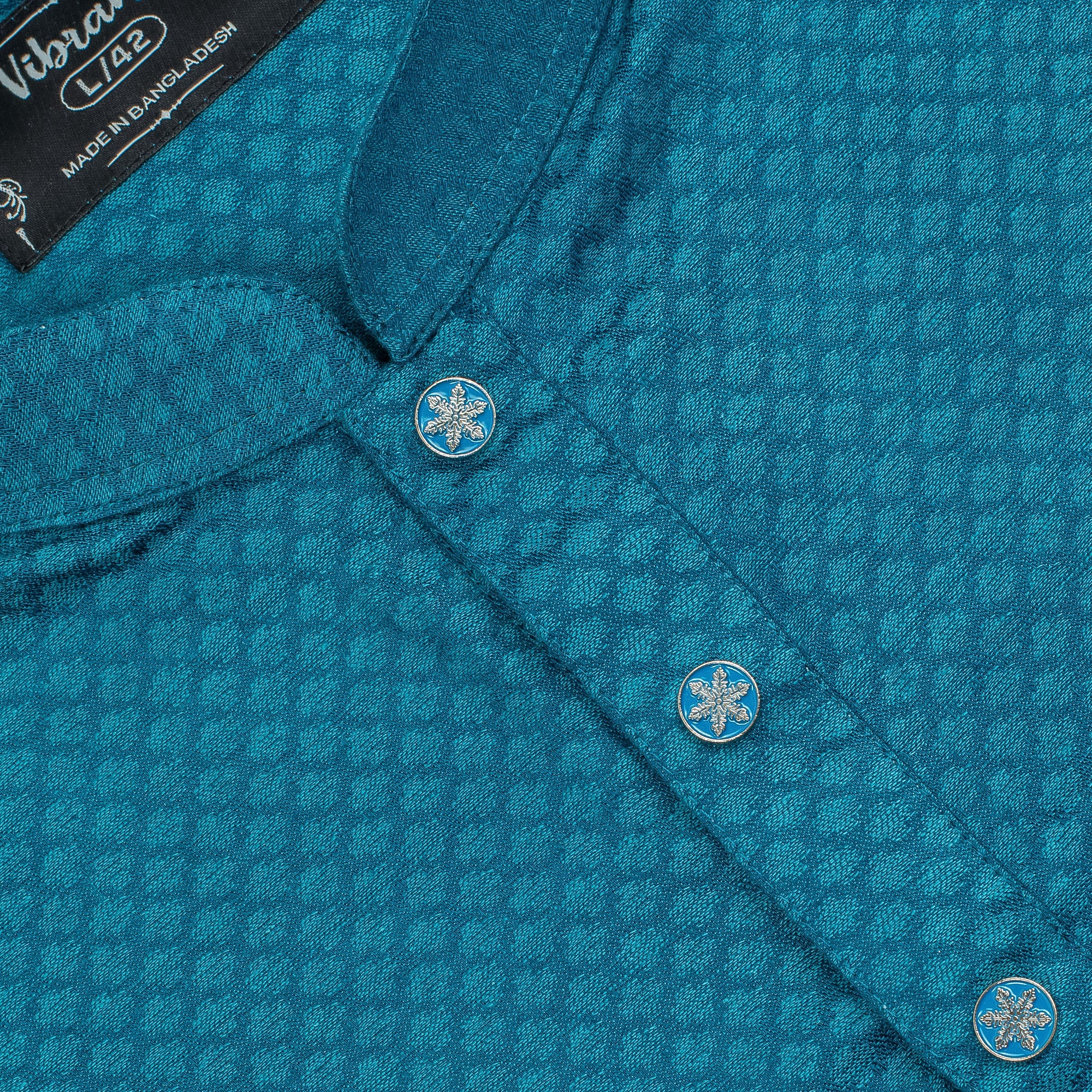 Vibrant Men’s Cotton Panjabi – Blue, Elegant Embroidery, Premium Comfort - Vibrantbd.com