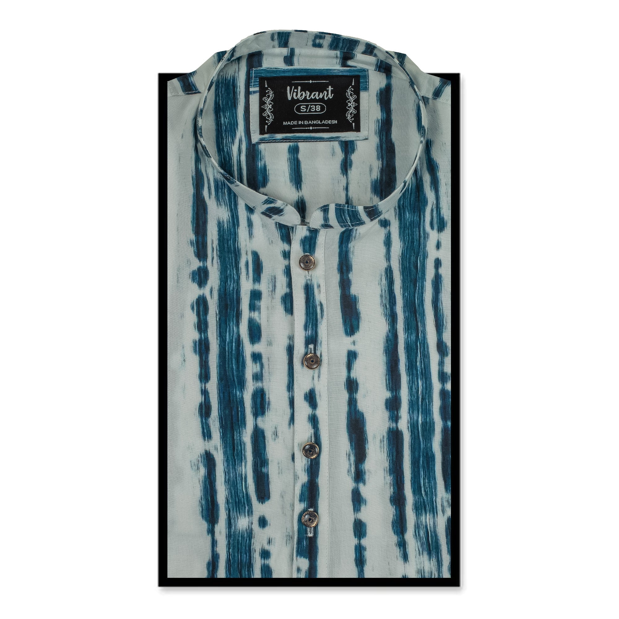 Vibrant Men's White & Blue Tie-Dye Cotton Panjabi – Stylish & Comfortable Ethnic Wear - Vibrantbd.com