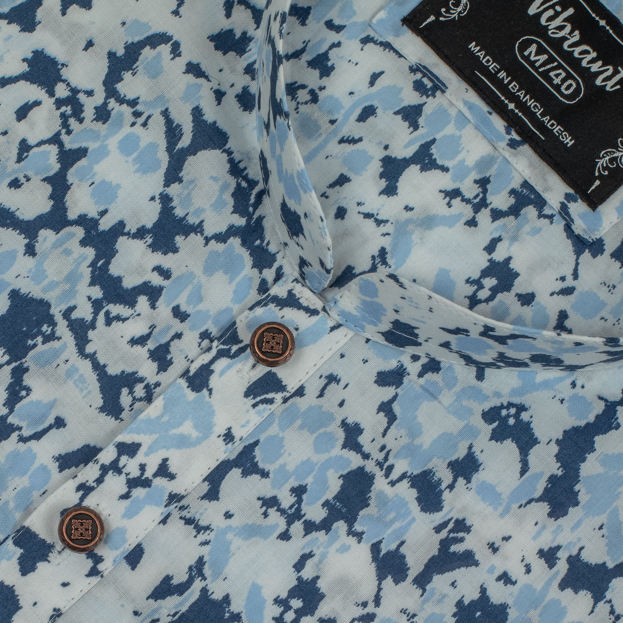 Vibrant Men's Blue Printed Cotton Panjabi – Stylish & Comfortable Ethnic Wear for Festive and Casual Occasions - Vibrantbd.com
