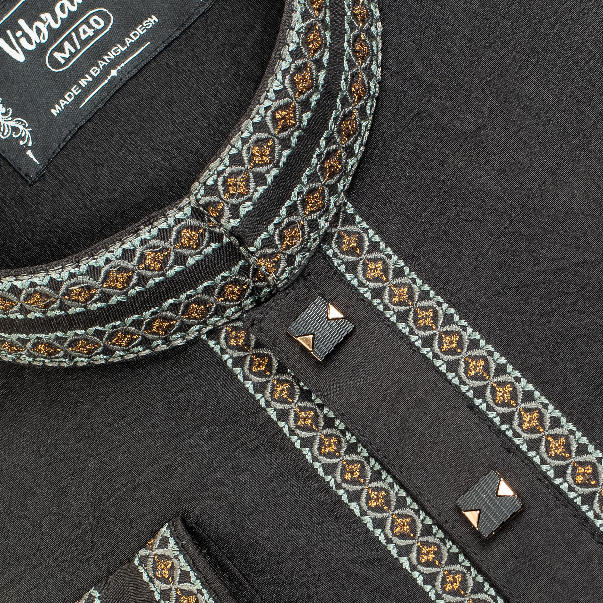 Vibrant Men’s Cotton Panjabi – Black, Premium Embroidered, Stylish Traditional Wear for Festive & Formal Occasions - Vibrantbd.com