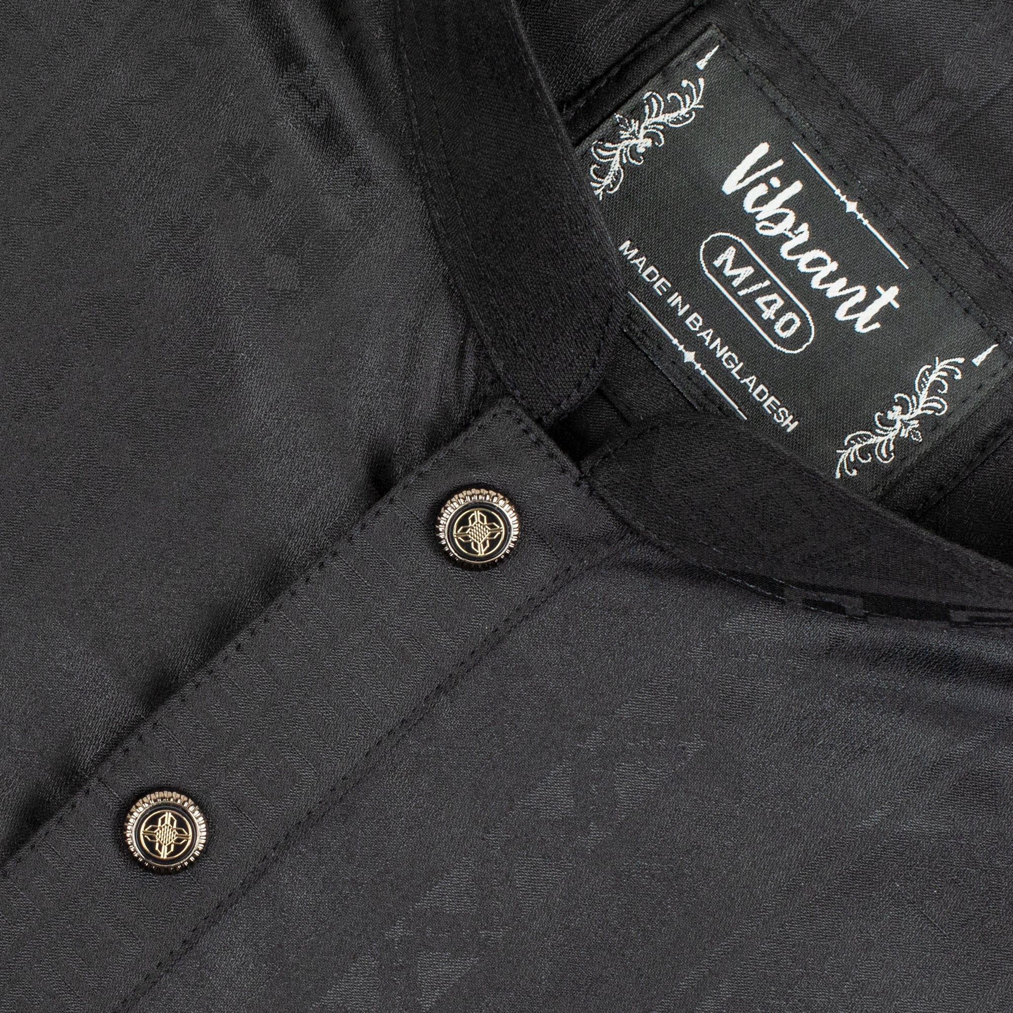 VIBRANT BLACK BLENDED COTTON PANJABI WITH JAQUARD PRINT - Vibrantbd.com