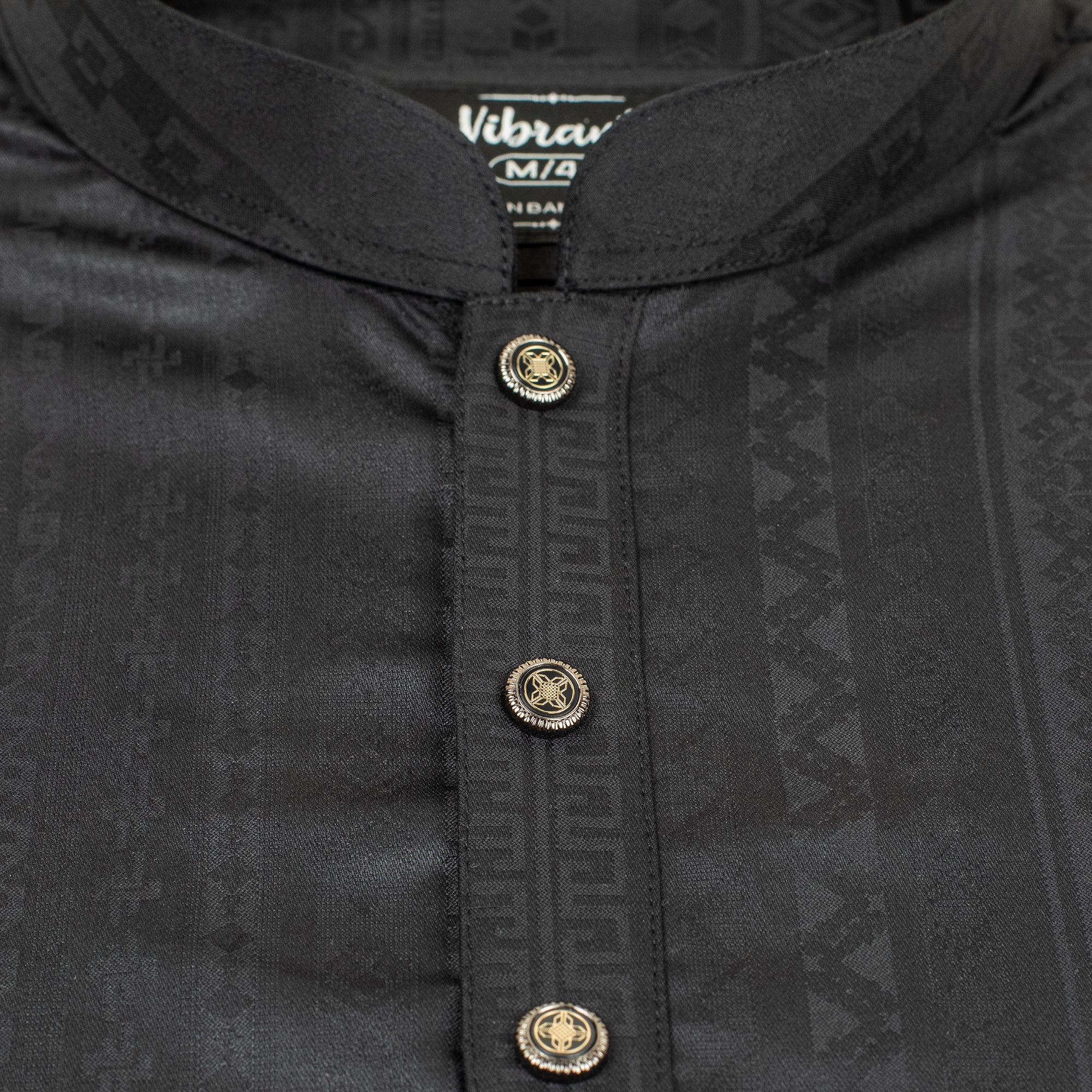 VIBRANT BLACK BLENDED COTTON PANJABI WITH JAQUARD PRINT - Vibrantbd.com