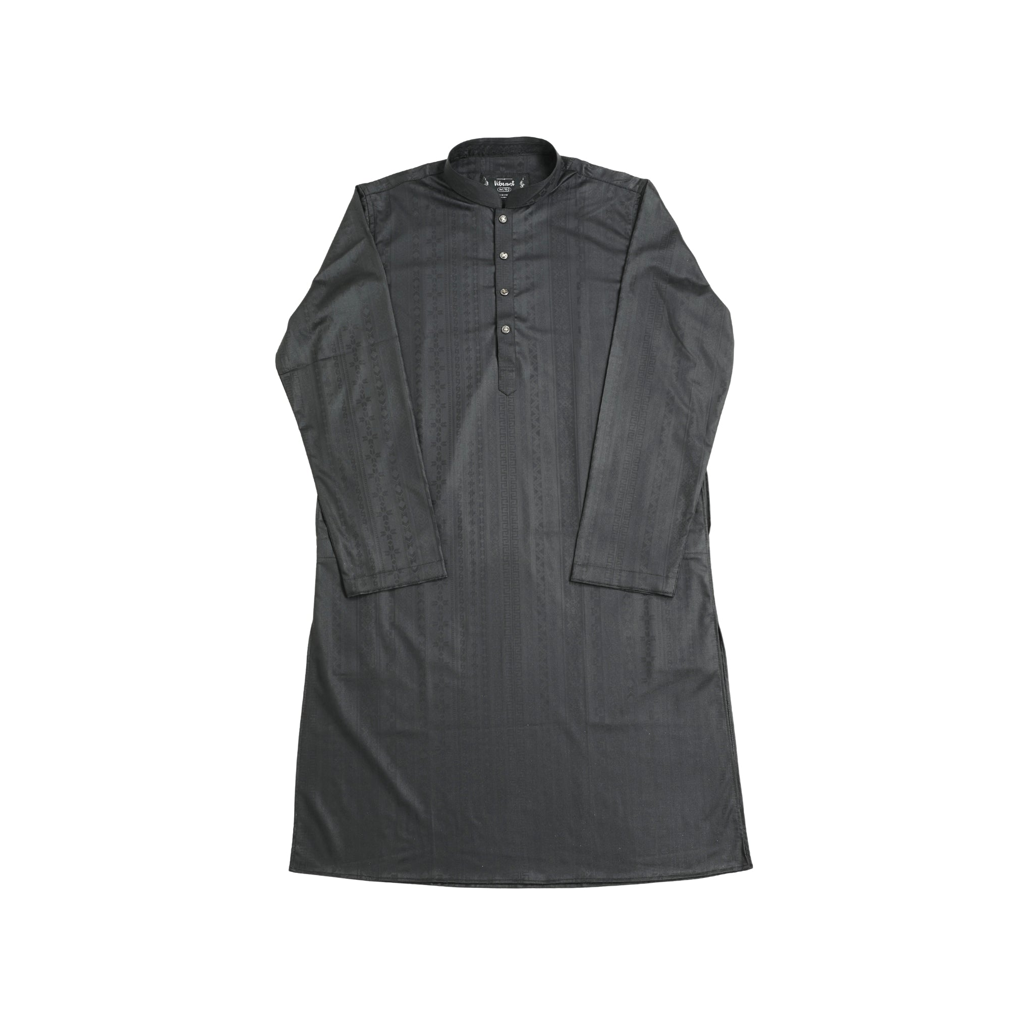 VIBRANT BLACK BLENDED COTTON PANJABI WITH JAQUARD PRINT - Vibrantbd.com
