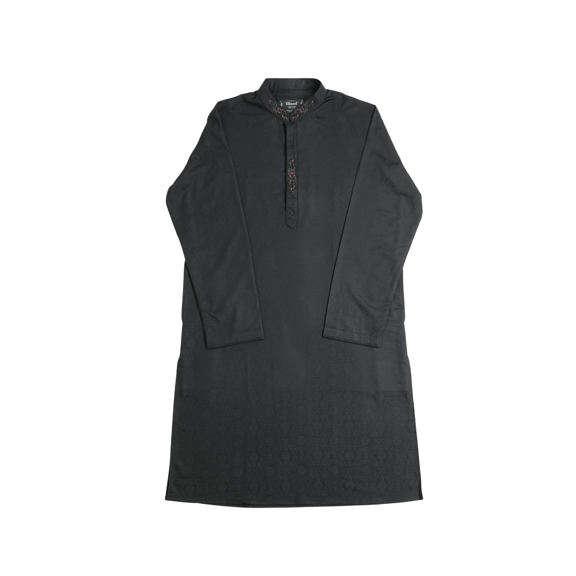 VIBRANT BLACK BLENDED COTTON PANJABI WITH KARCHUPI WORK - Vibrantbd.com