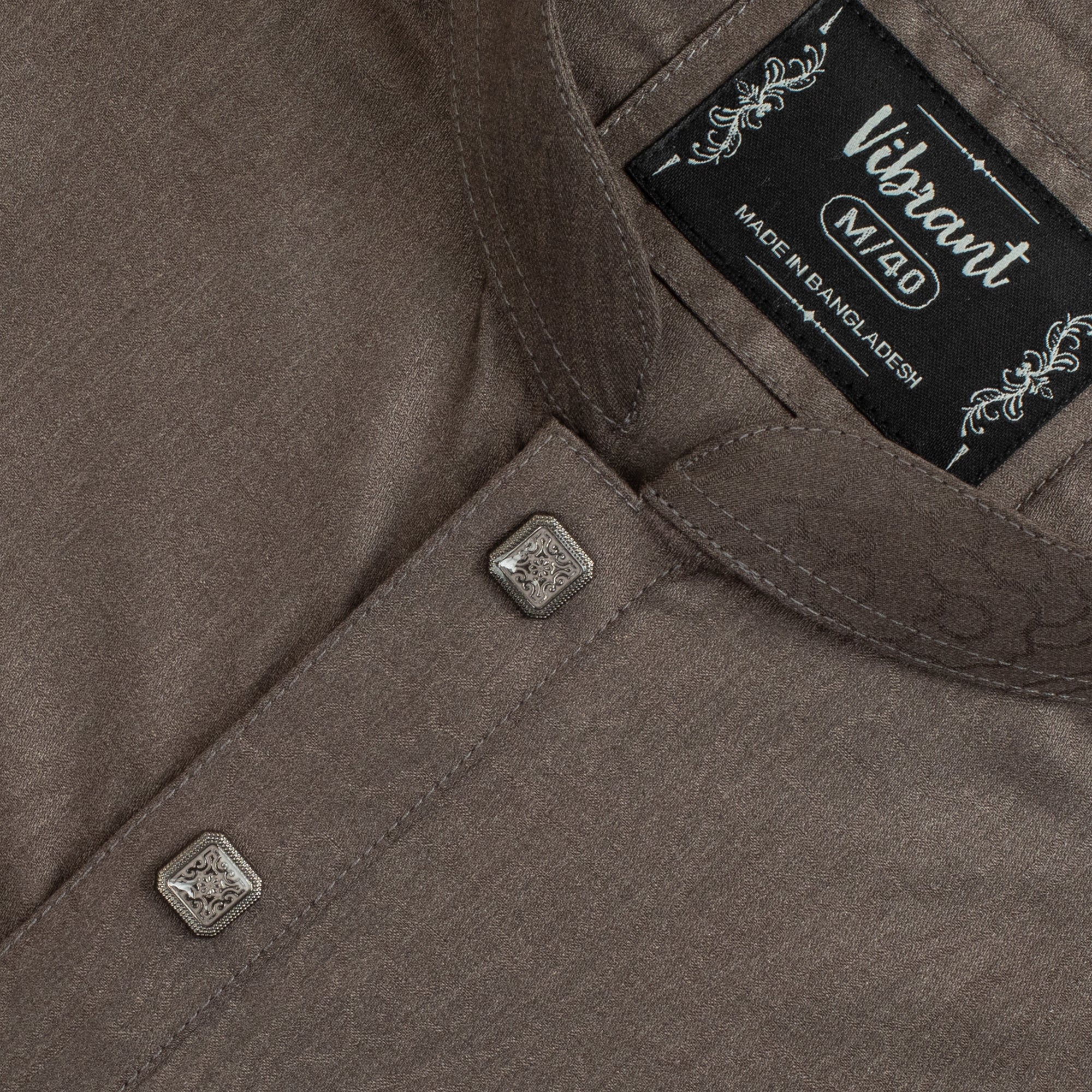 VIBRAN CHARCOAL BROWN BLENDED COTTON PANJABI WITH JACQUARD PRINT - Vibrantbd.com