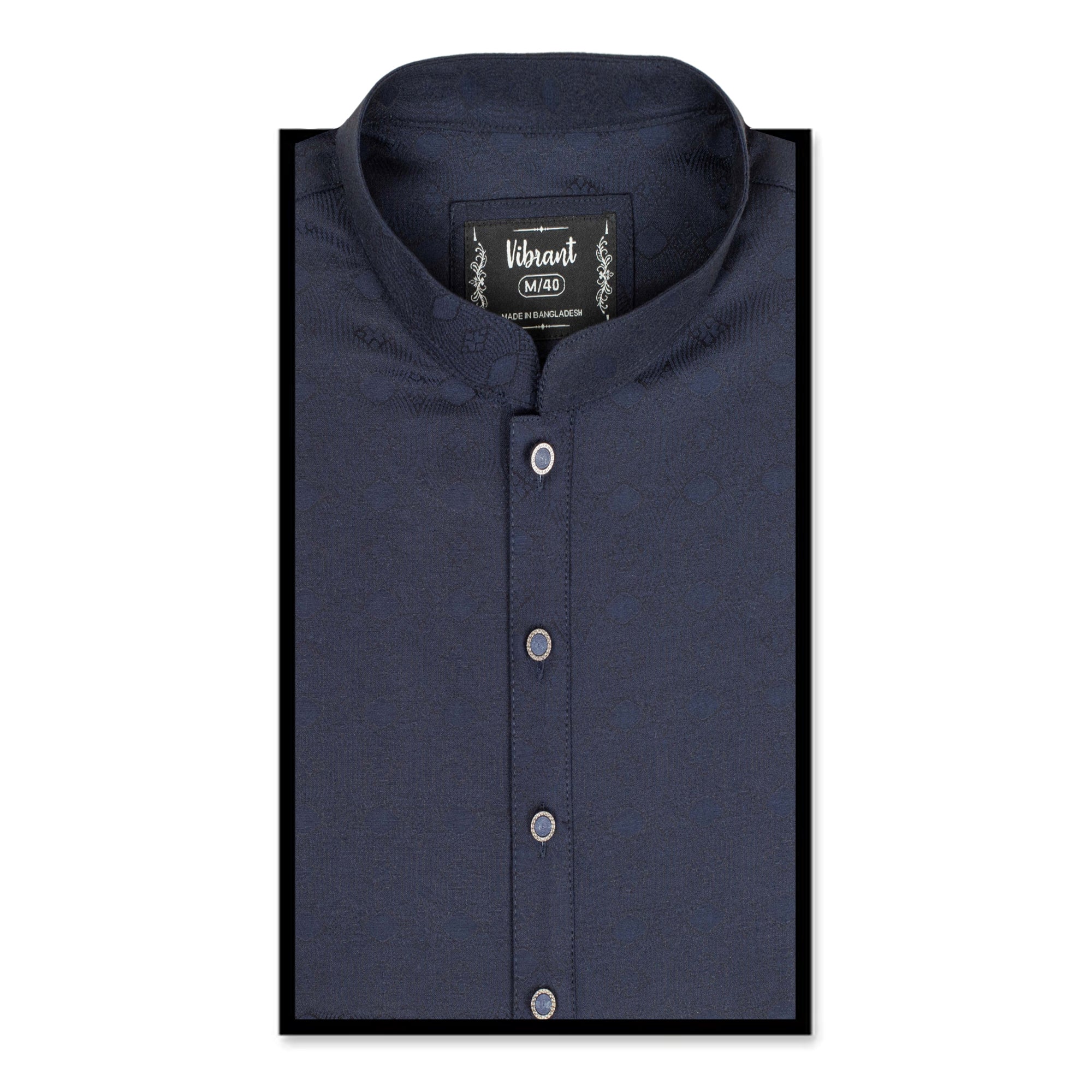 VIBRAN NAVY BLUE  COTTON PANJABI WITH  JACQUARD PRINT - Vibrantbd.com