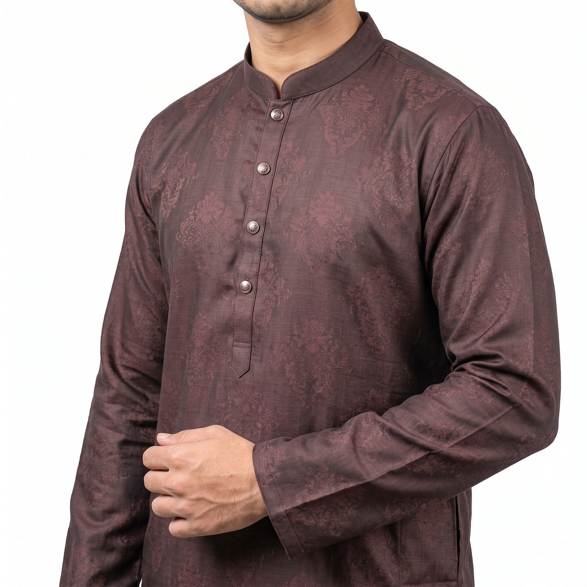 VIBRANT MEN'S JACQUARD PRINT BLENDED COTTON PANJABI - Vibrantbd.com