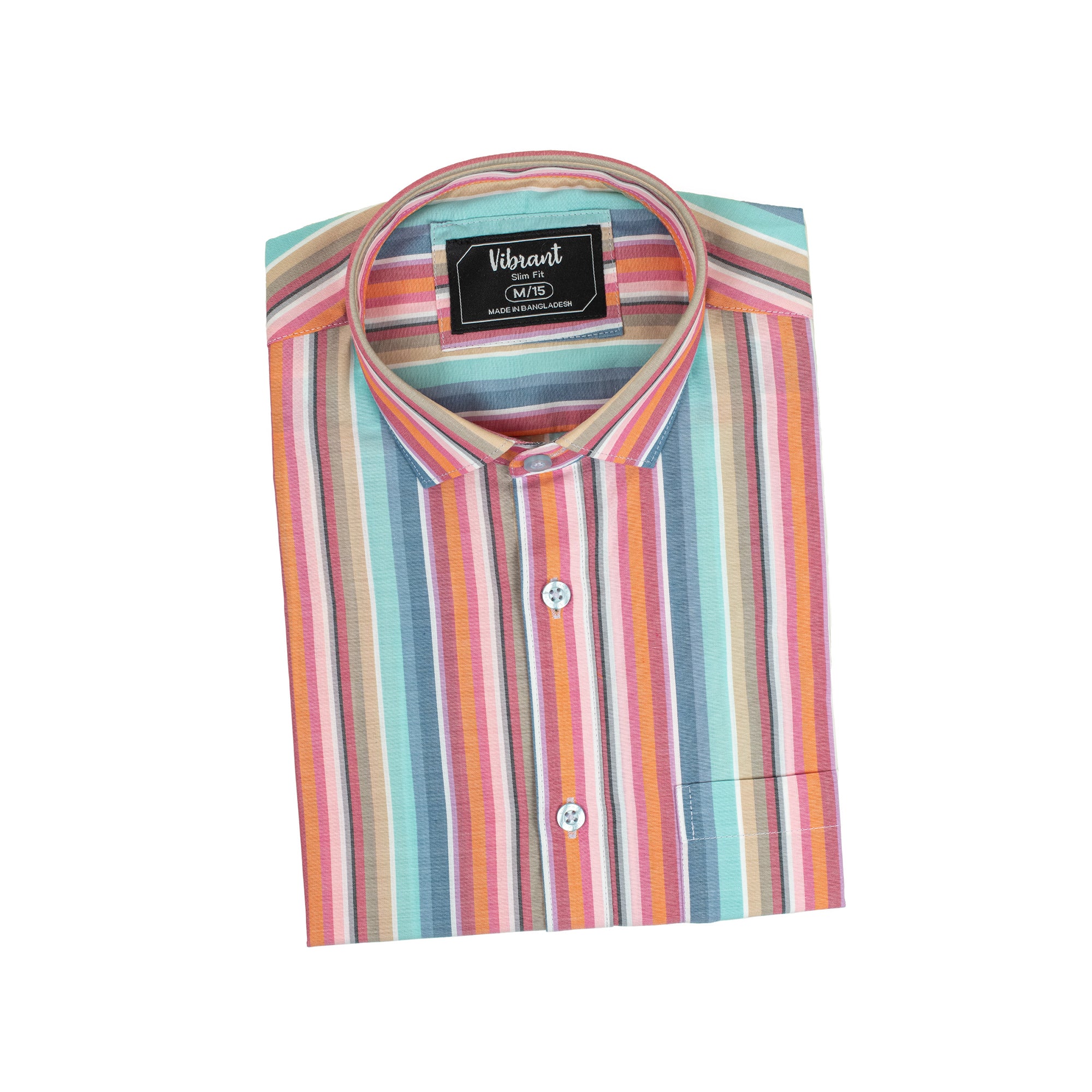 MULTI COLOR STRIPED MEN HALF SLEEVE SHIRT - Vibrantbd.com