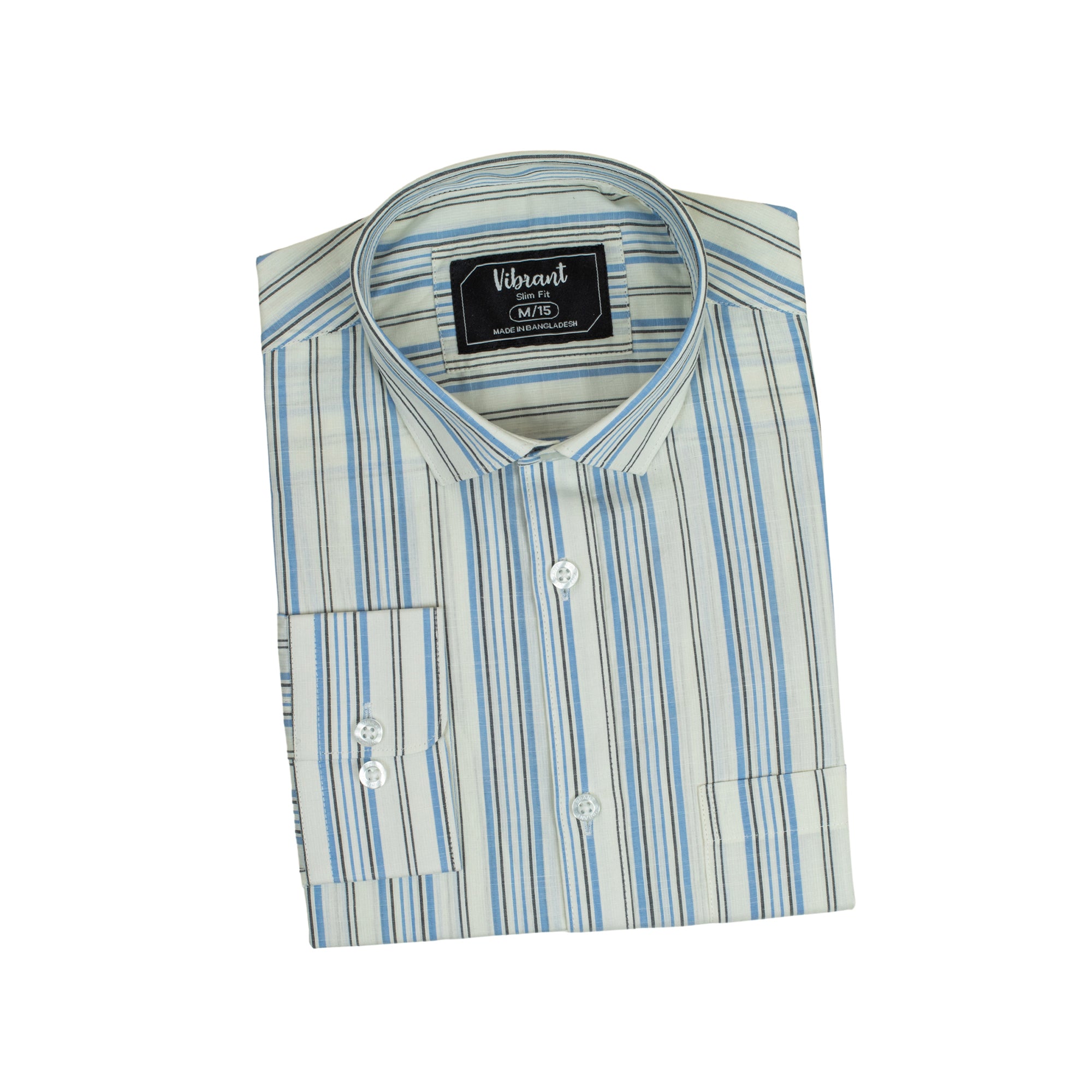 WHITE & BLUE COLOR STRIPED MEN FULL SLEEVE SHIRT - Vibrantbd.com