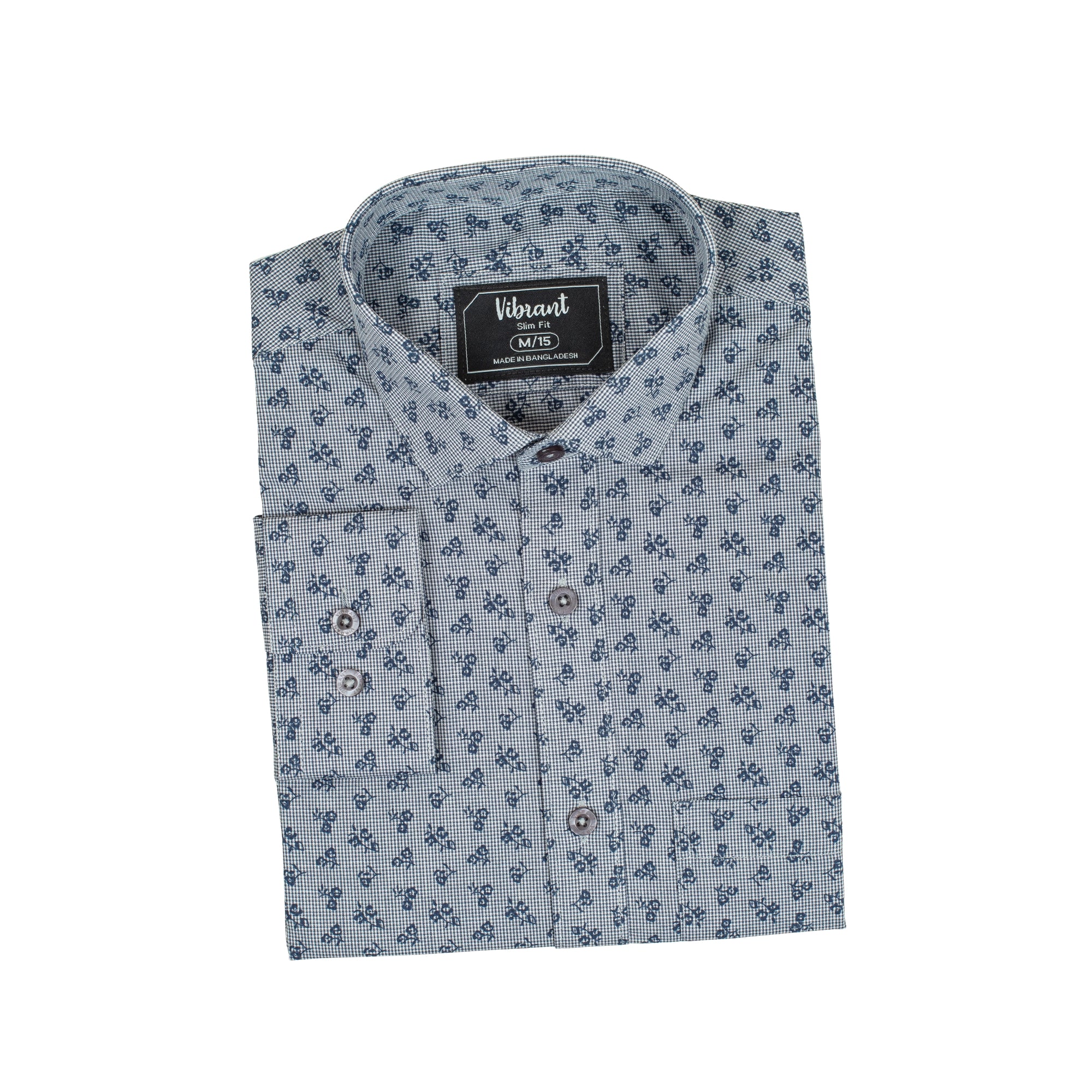 VIBRANT FLORAL MICRO PRINT SLIM FIT MEN’S CASUAL SHIRT