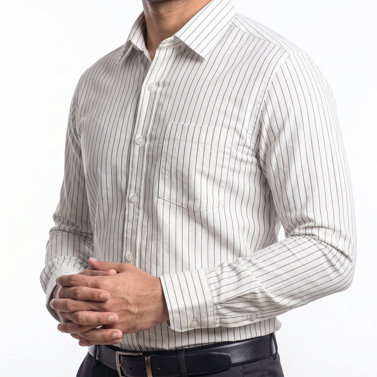 VIBRANT MEN’S STRIPED SLIM FIT FORMAL FULL SHIRT
