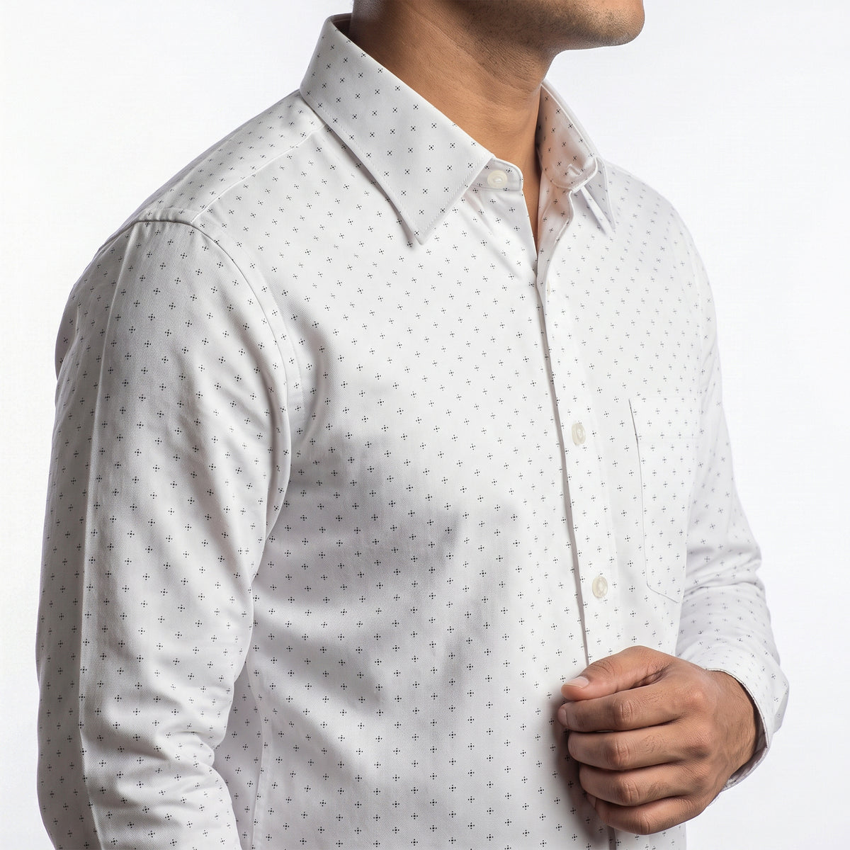 VIBRANT MEN’S MICRO PRINT SLIM FIT FORMAL FULL SHIRT