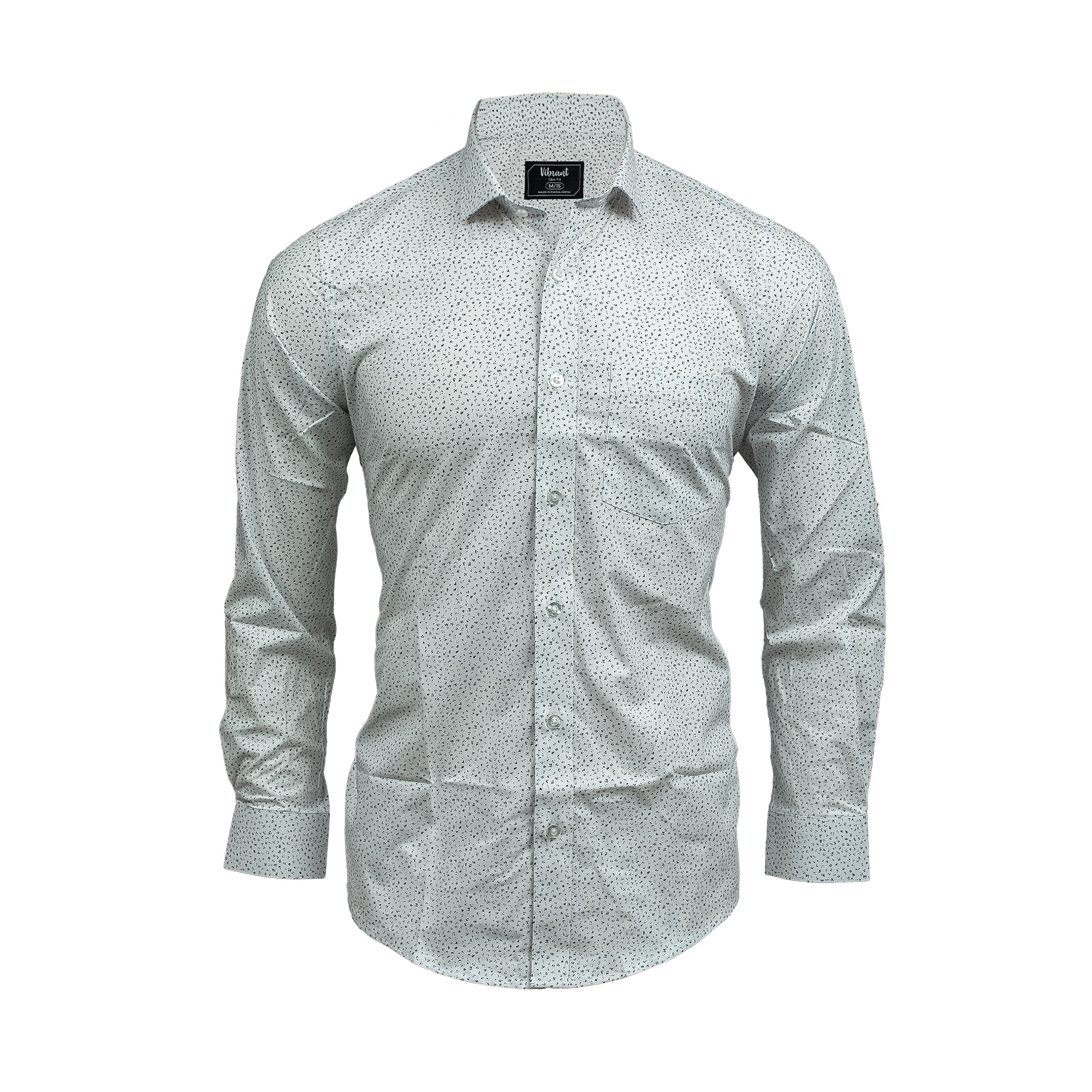 Men's Full Sleeve Slim Fit Cotton Printed Shirt Vibrant® White Casual Formal Shirt S