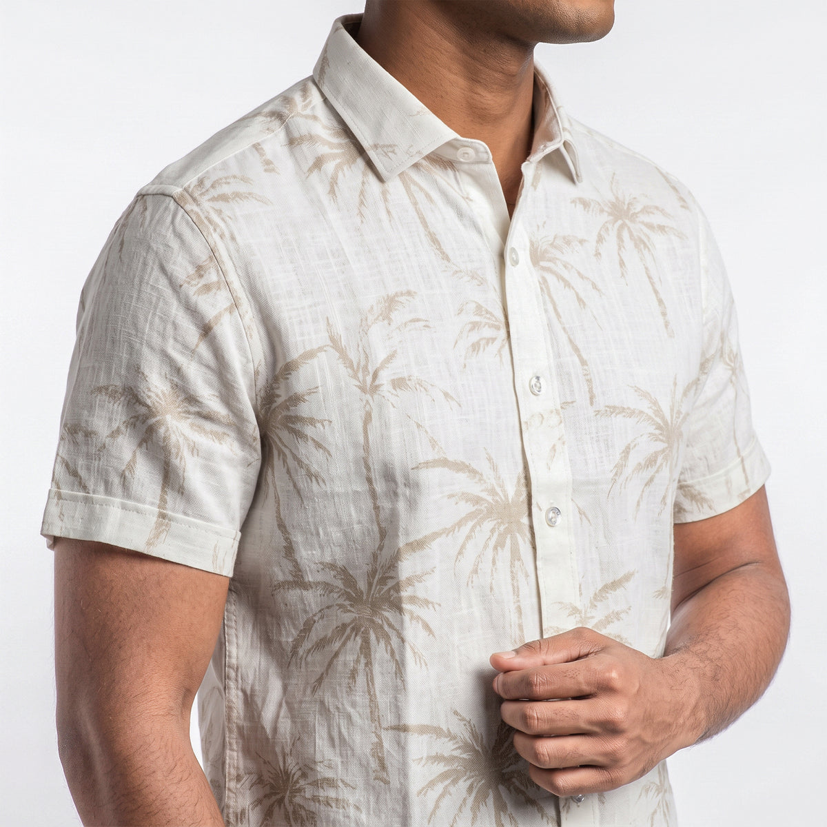 VIBRANT MEN HALF SLEEVE  PALM PRINTED SHIRT