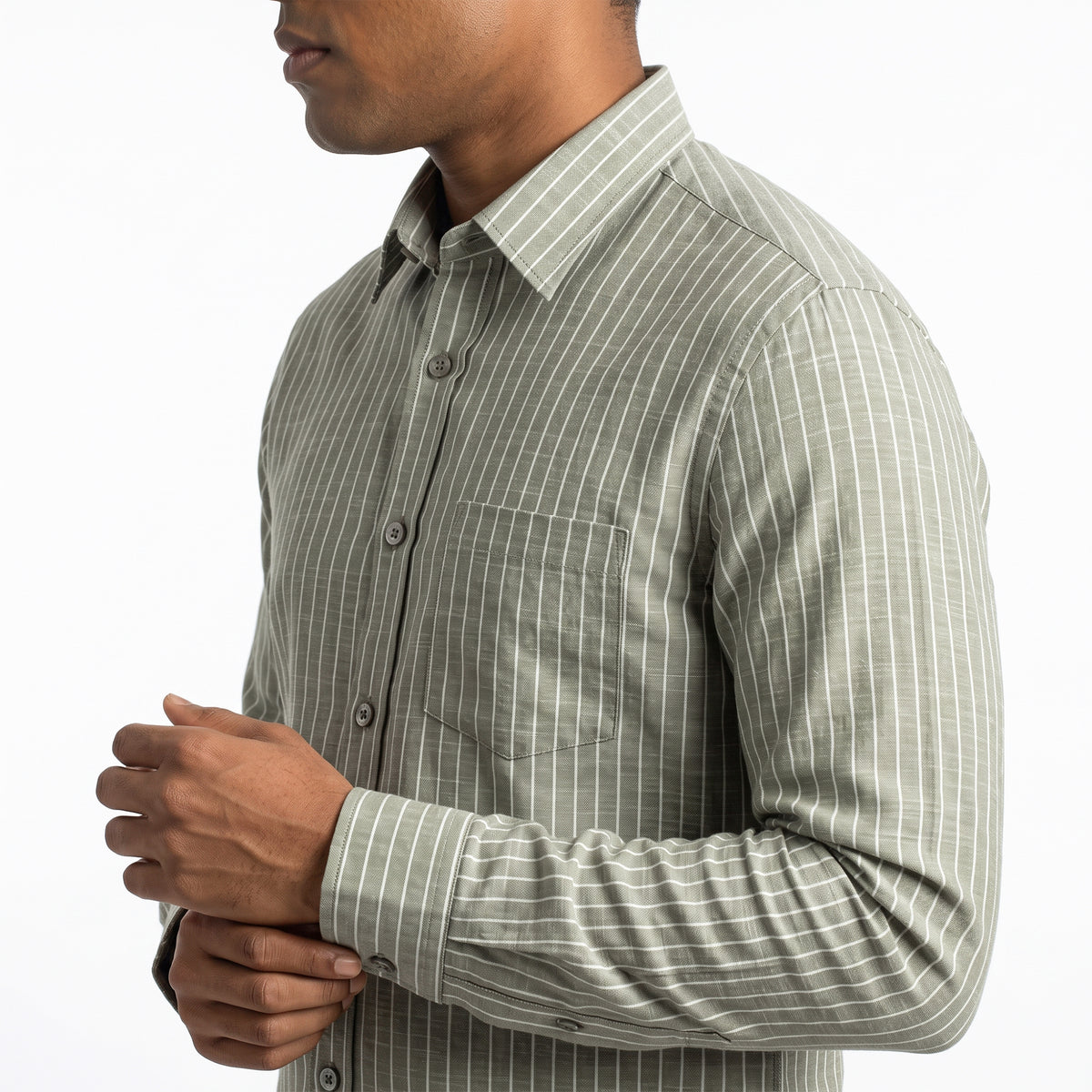 VIBRANT MEN’S STRIPED SLIM FIT FORMAL FULL SHIRT