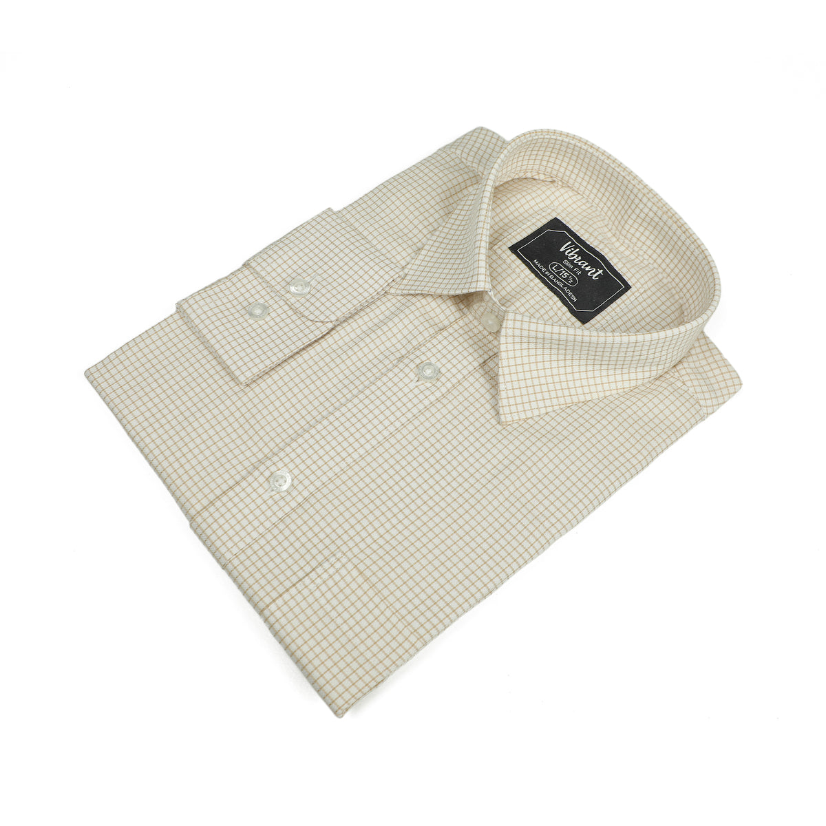 VIBRANT MEN’S CHECK SLIM FIT FORMAL FULL SHIRT