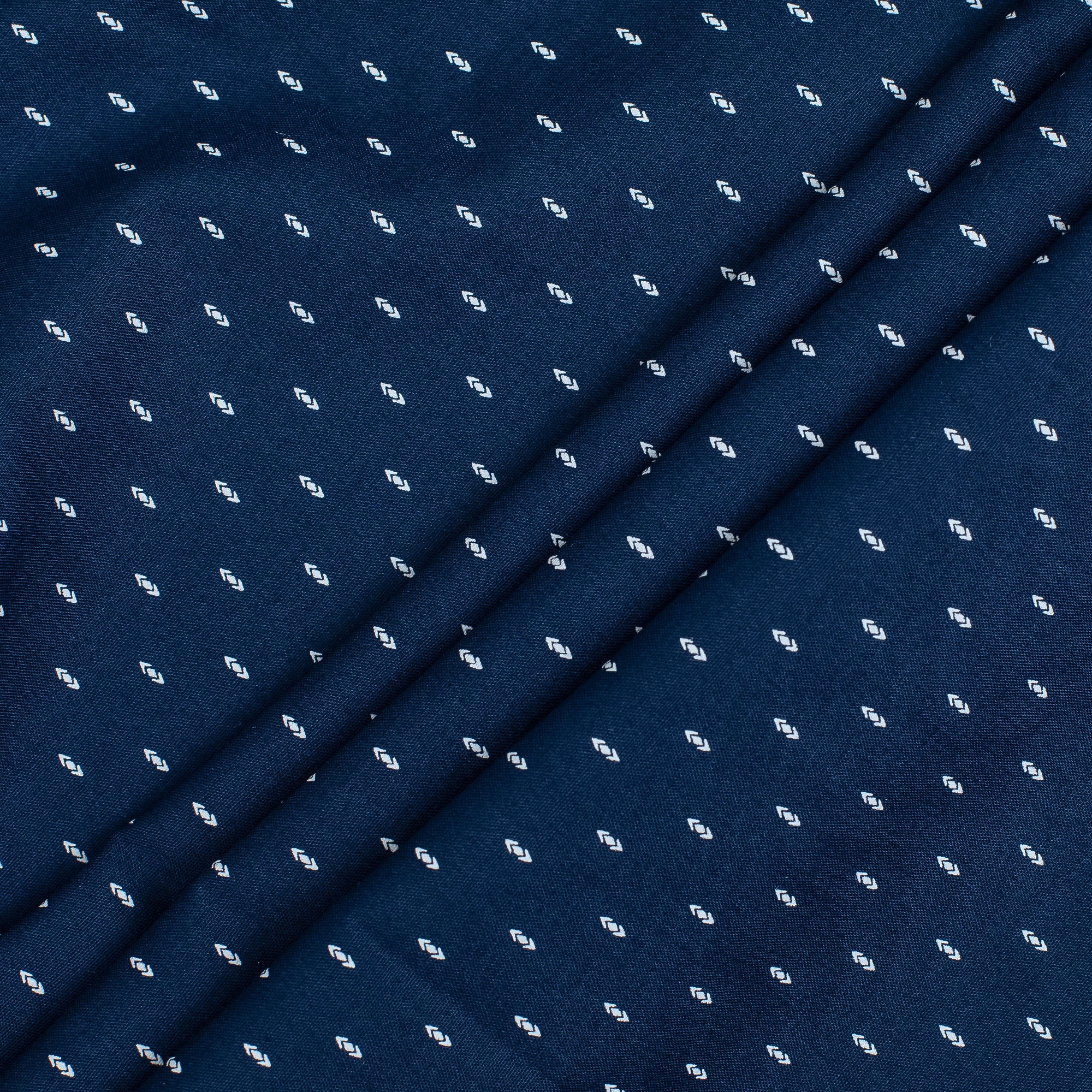 Vibrant Men's Premium Navy Blue Cotton Full Sleeve Shirt - Elegant Slim Fit with Classic Print - Vibrantbd.com