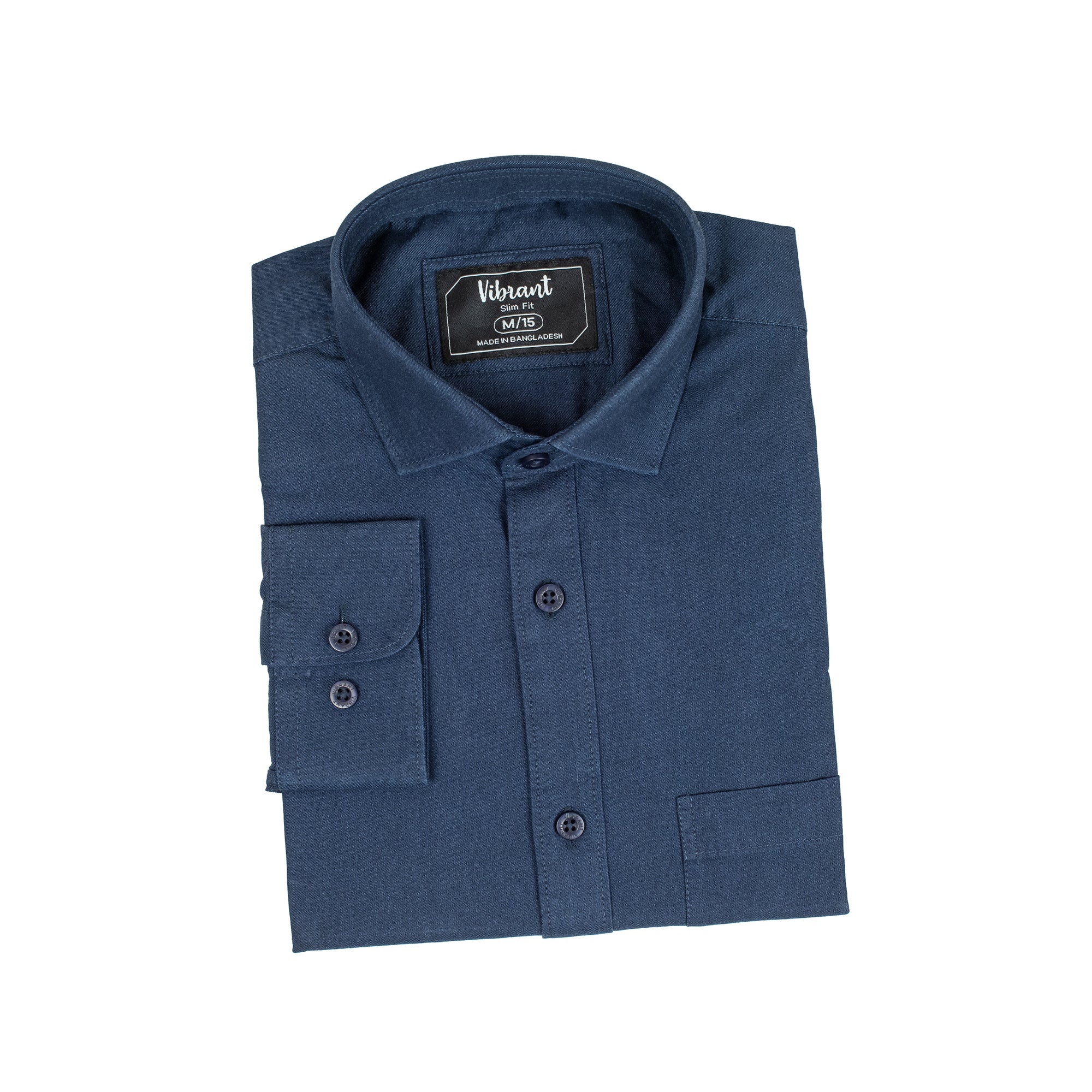 NAVY BLUE COLOR MEN FULL SLEEVE SHIRT - Vibrantbd.com