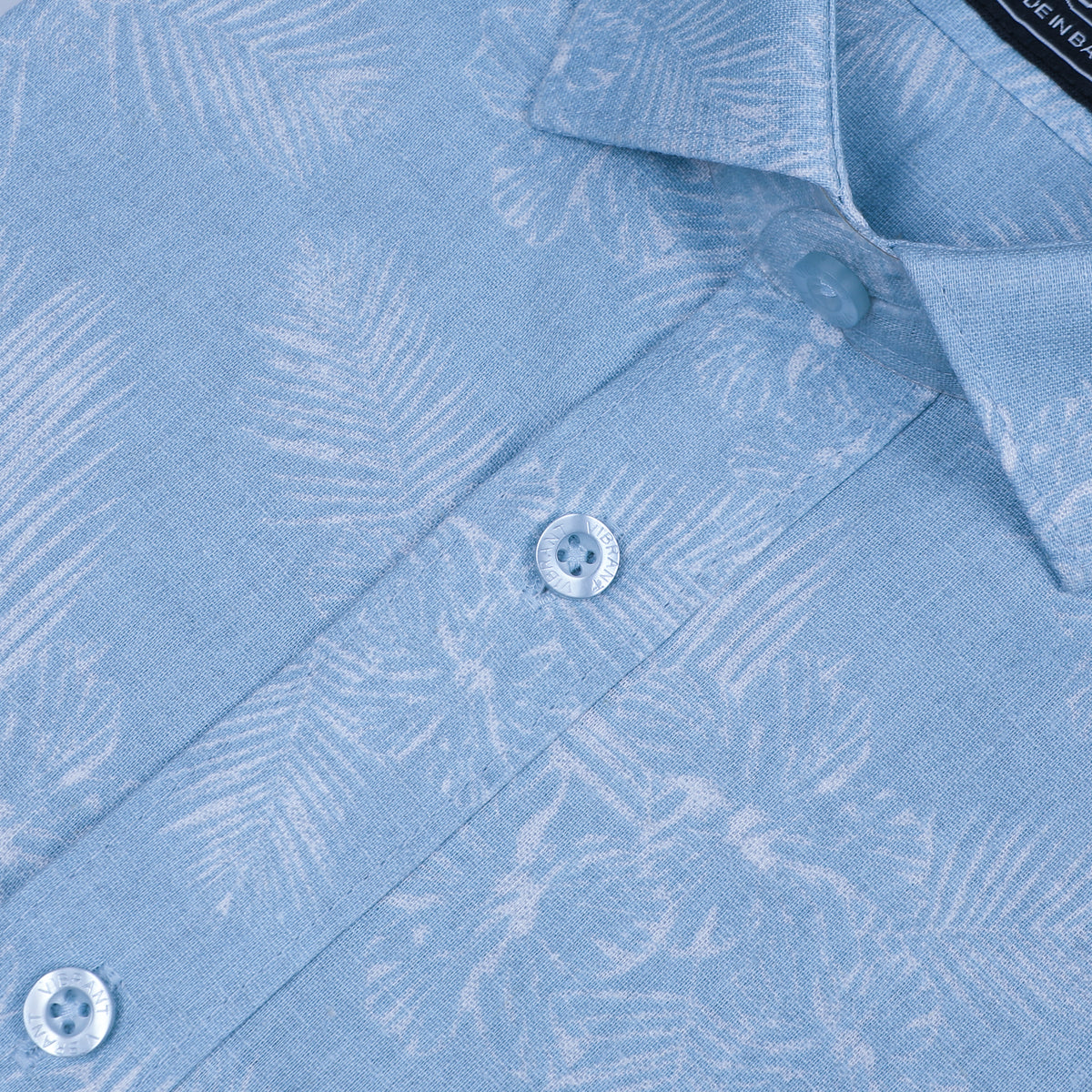 VIBRANT MEN HALF SLEEVE SKY PALM PRINTED SHIRT