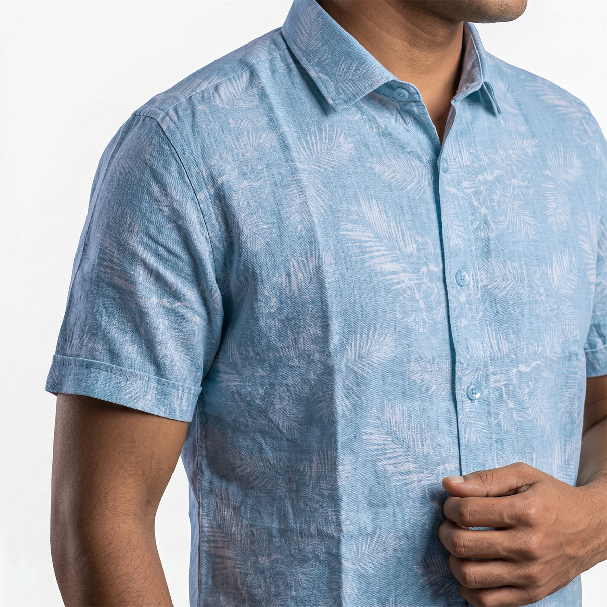 VIBRANT MEN HALF SLEEVE SKY PALM PRINTED SHIRT