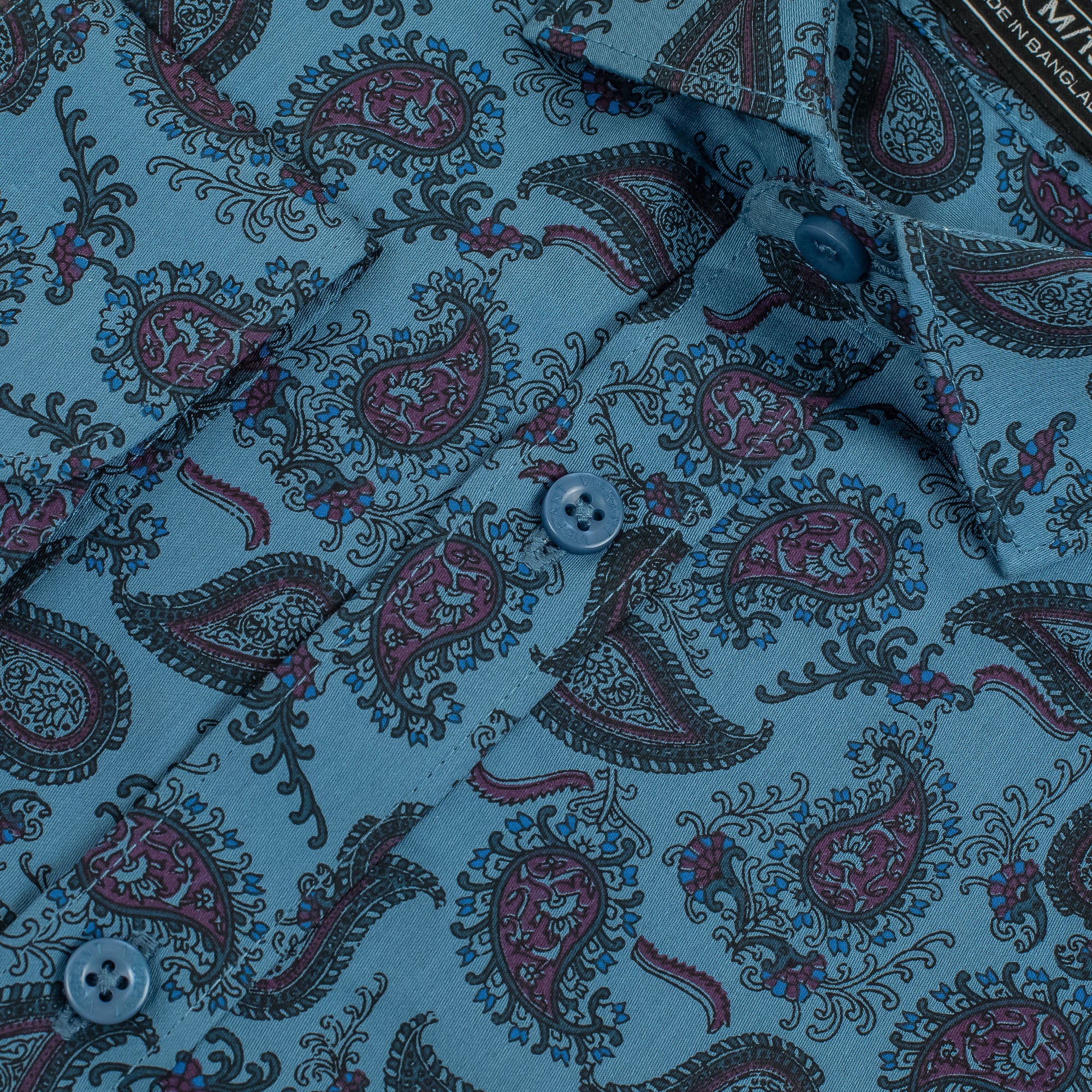 Vibrant Men's Blue Paisley Cotton Full Sleeve Shirt - Slim Fit Elegant Design