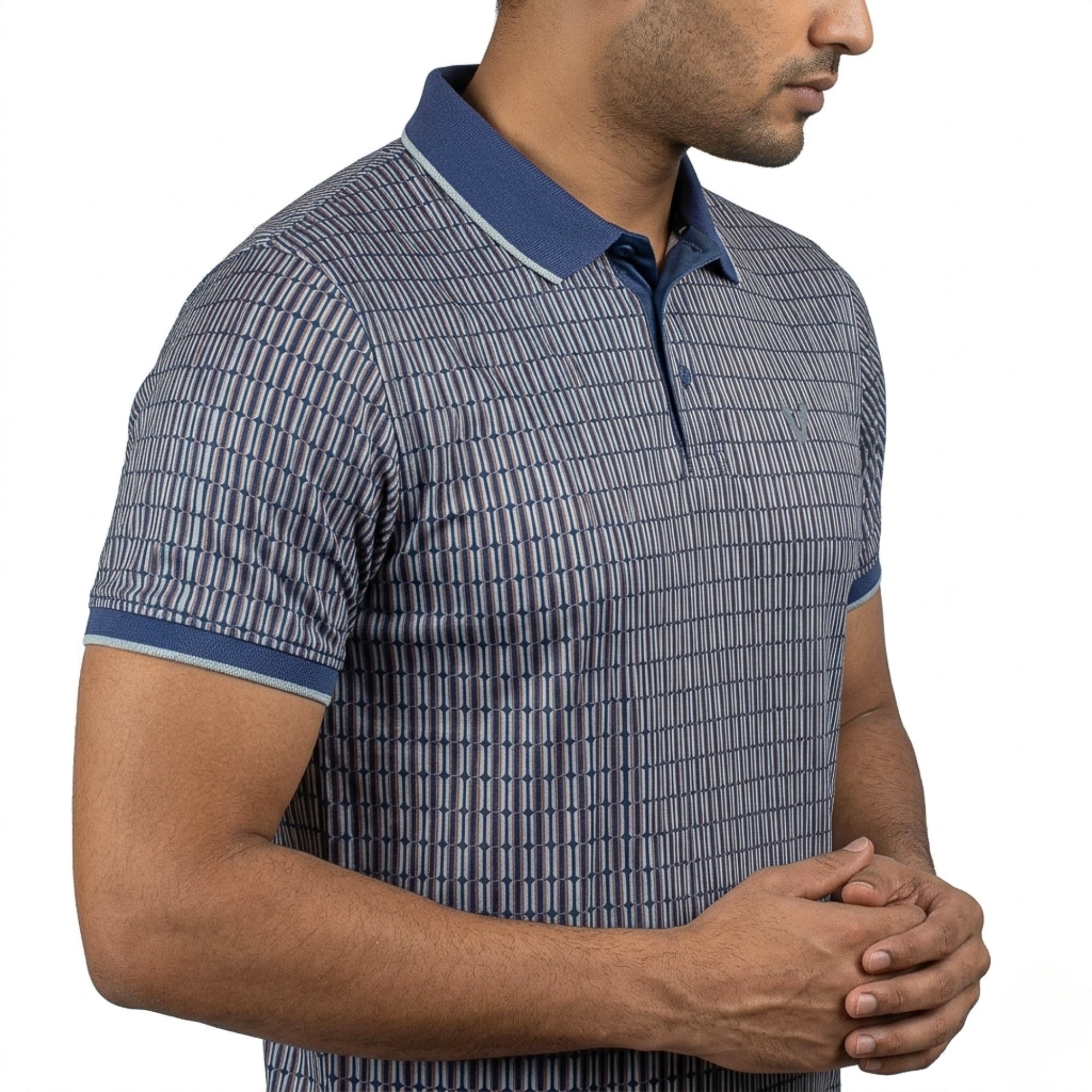 Vibrant Men's Blue Sublimation Printed Golf Polo Shirt – Max Cool Dry-Fit Performance Wear - Vibrantbd.com
