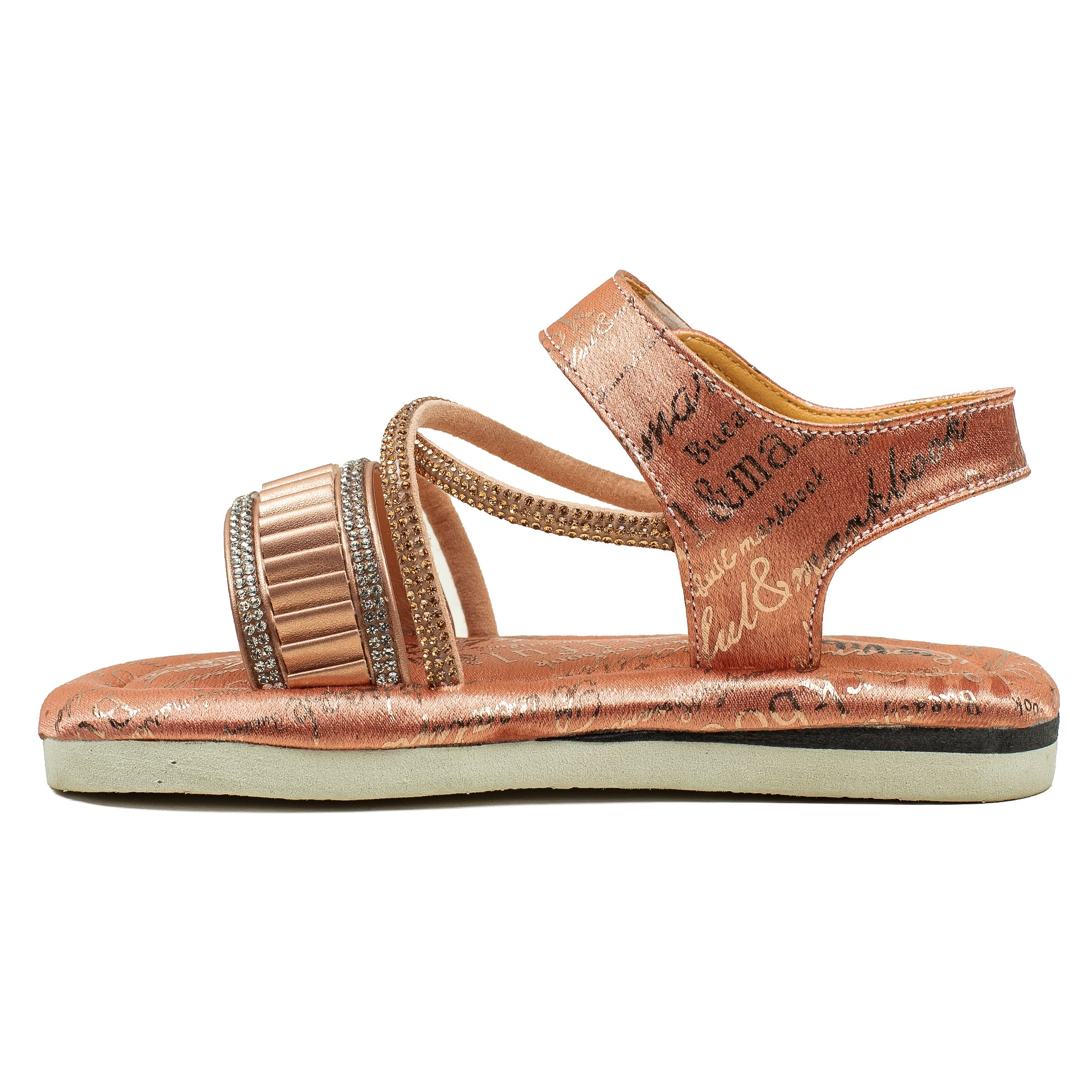 Vibrant  Girls' Summer Rose Gold Sandals – Soft PU Leather Shoes with Cushioned Insole & EVA Sole - Vibrantbd.com