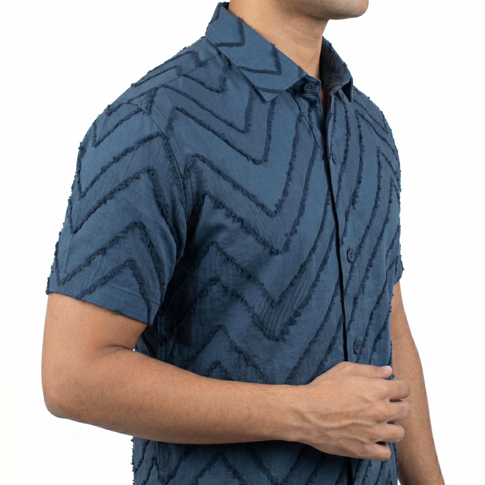 NAVY BLUE COLOR  MEN HALF SLEEVE SHIRT - Vibrantbd.com