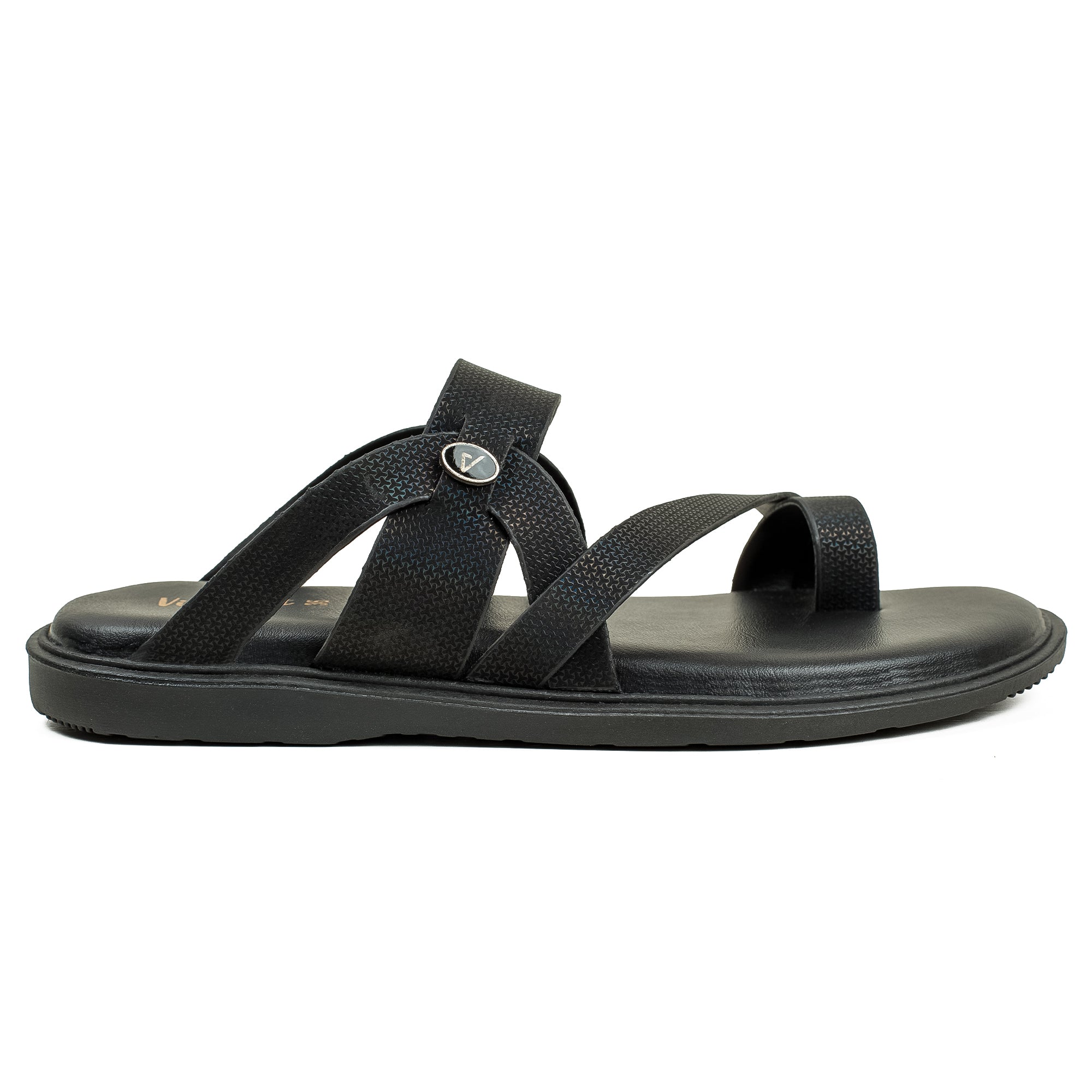 Vibrant Boys' Black Toe-Post Sandal – Stylish PU Leather Sandal with Soft Insole & TPR Sole - Vibrantbd.com
