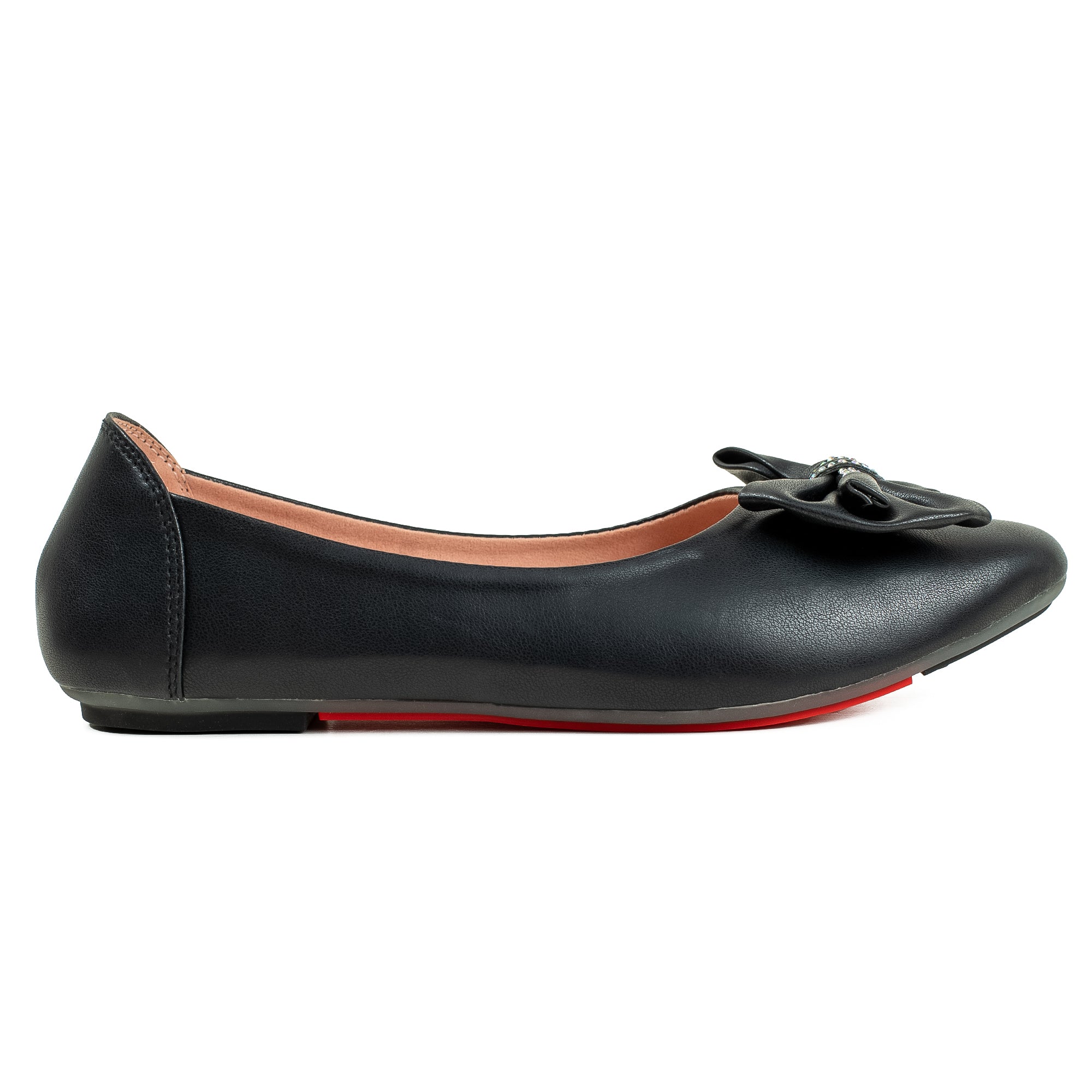 Vibrant Black Ballerina Flats for Women – PU Leather, Cushioned Comfort & Trendy Design - Vibrantbd.com