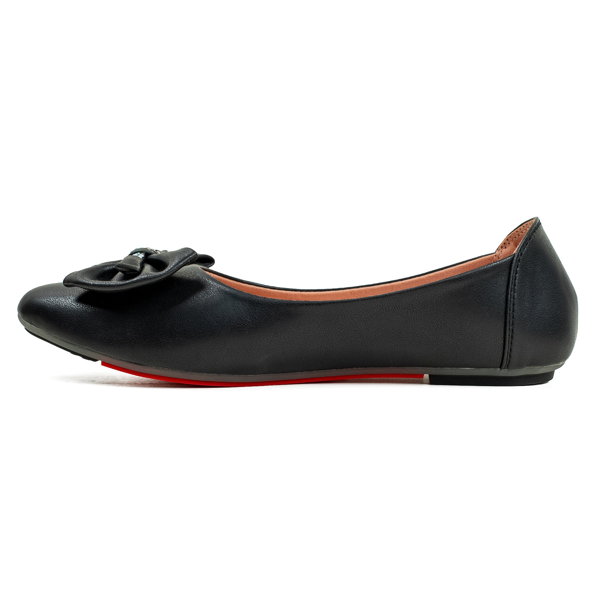 Vibrant Black Ballerina Flats for Women – PU Leather, Cushioned Comfort & Trendy Design - Vibrantbd.com