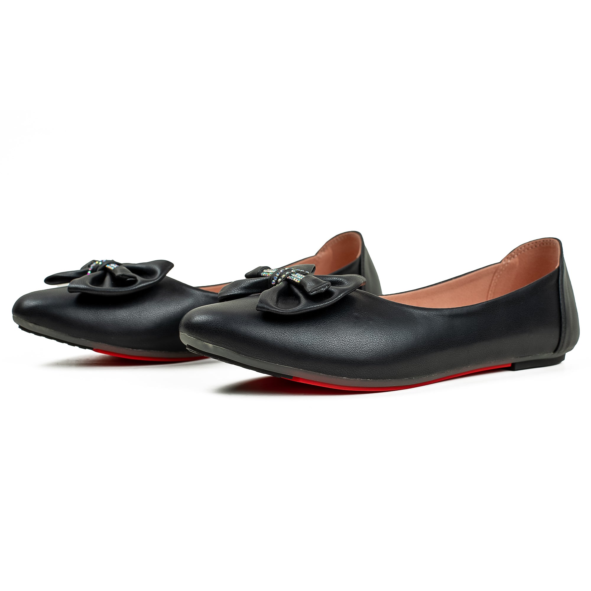 Vibrant Black Ballerina Flats for Women – PU Leather, Cushioned Comfort & Trendy Design - Vibrantbd.com