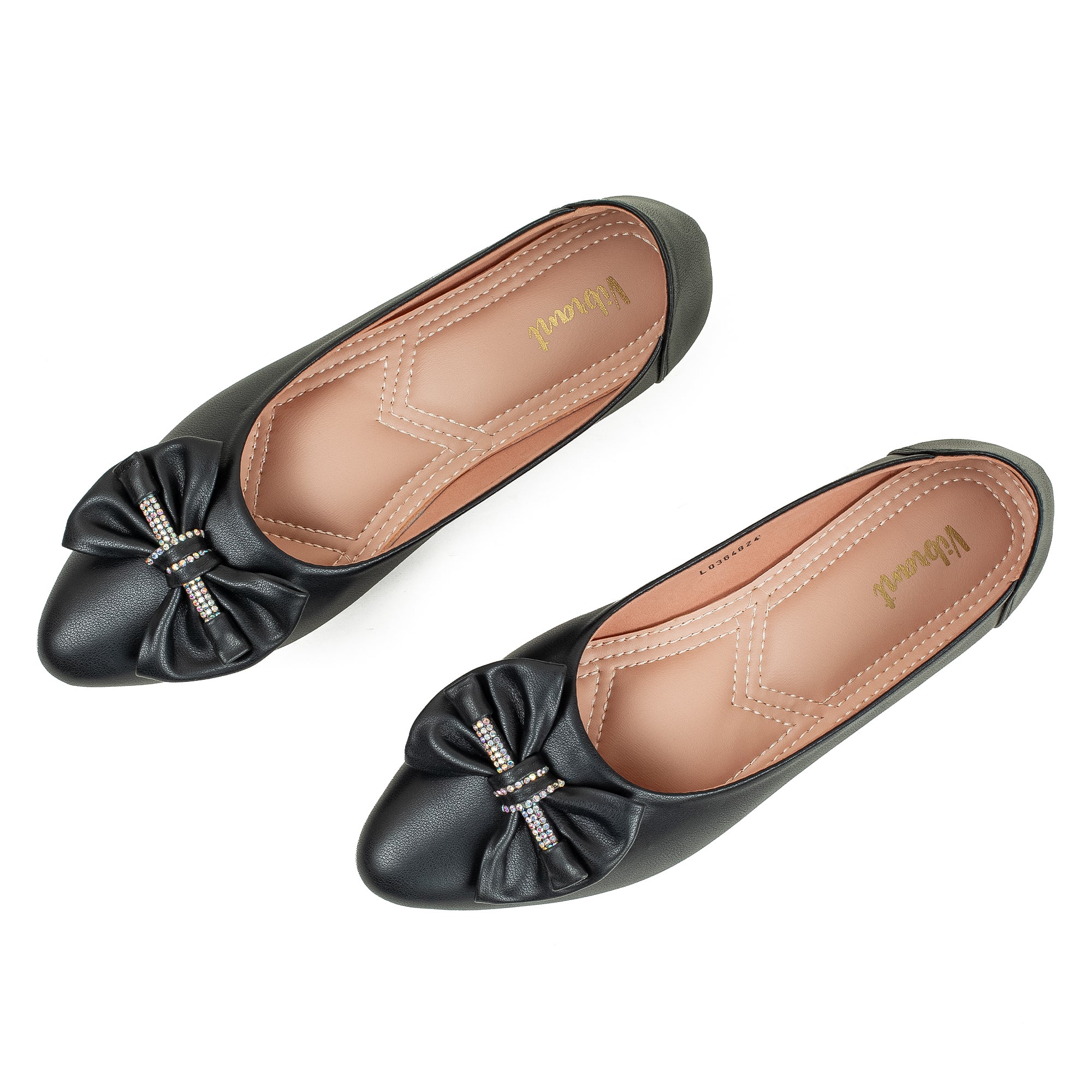 Vibrant Black Ballerina Flats for Women – PU Leather, Cushioned Comfort & Trendy Design - Vibrantbd.com