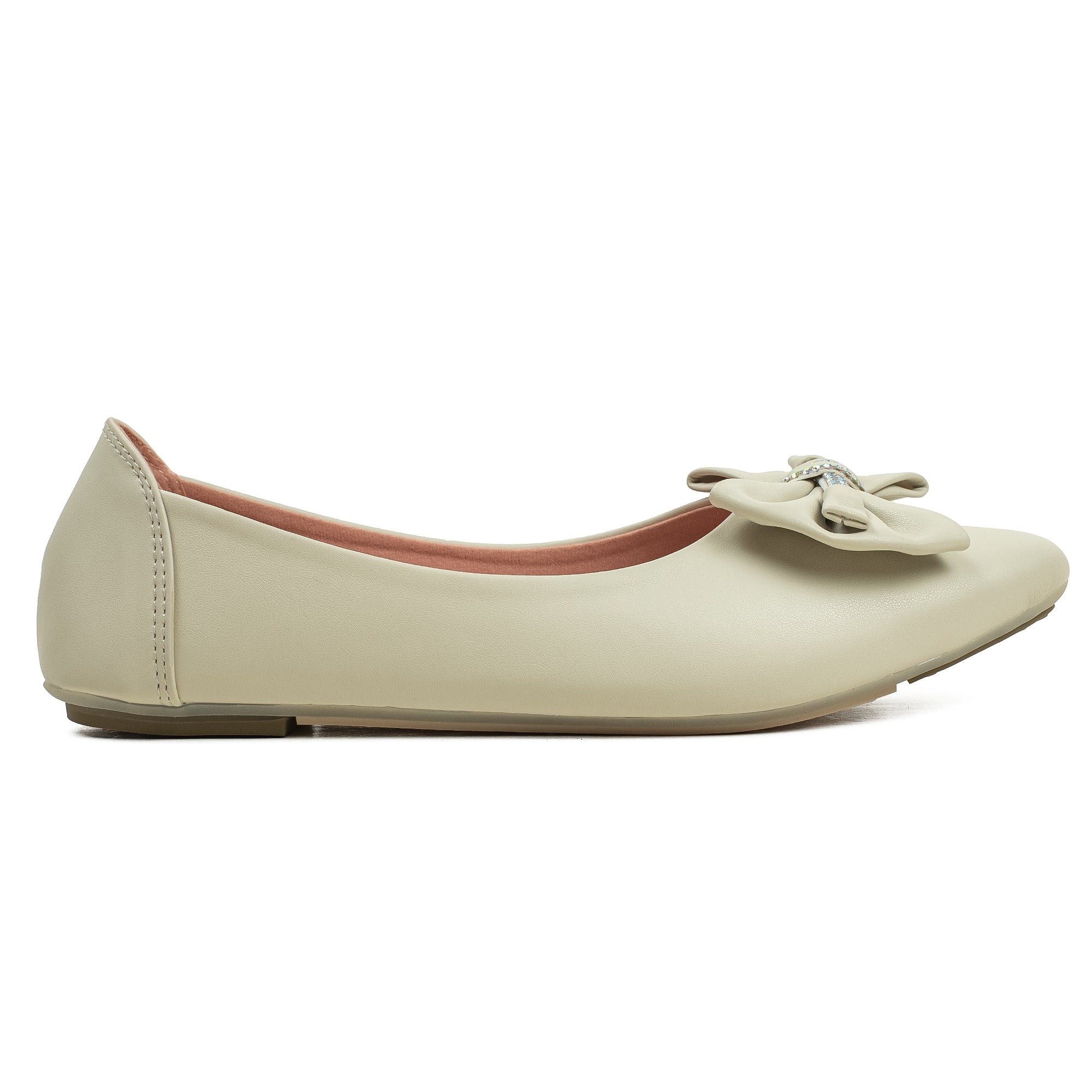 Vibrant Light Beige Ballerina Flats for Women – PU Leather, Cushioned Comfort & Trendy Design - Vibrantbd.com