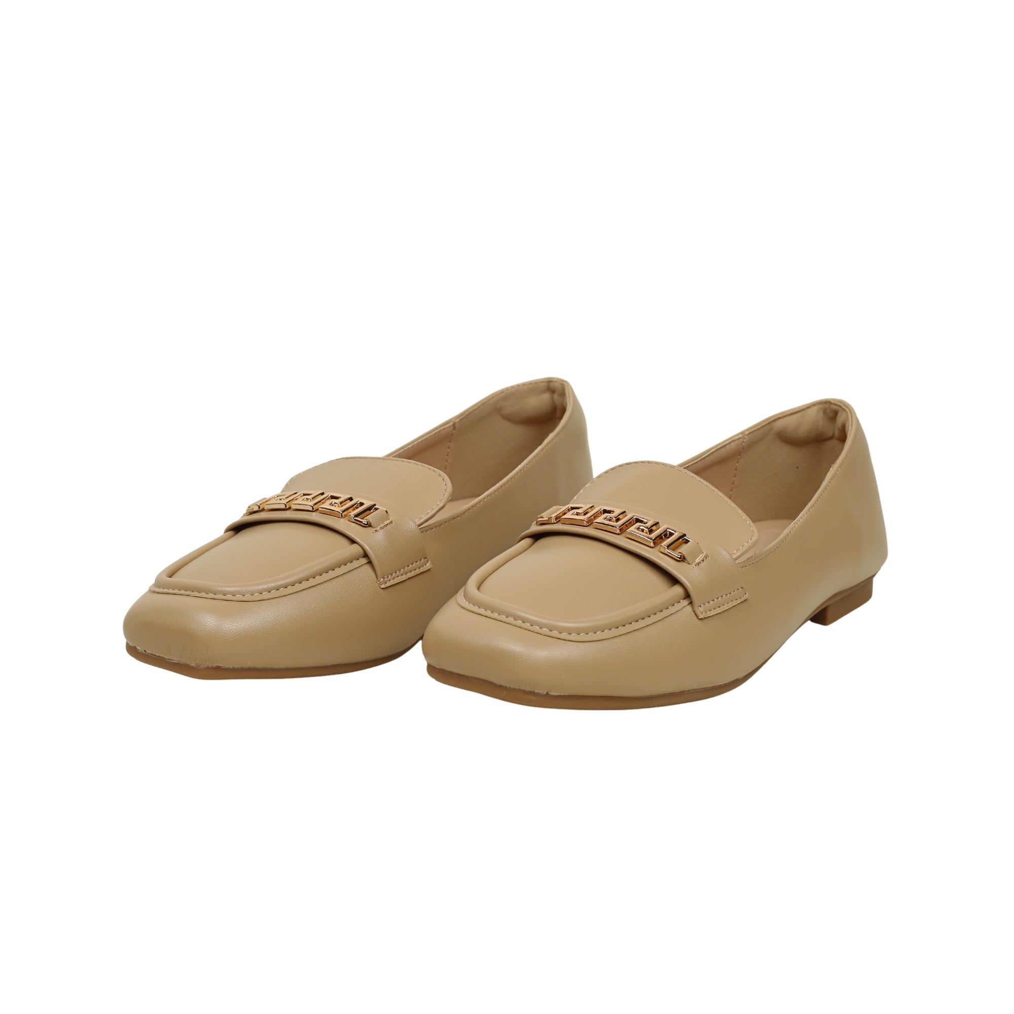 VIBRANT CHIC CHAIN  BEIGE LADIES LOAFER SHOES - Vibrantbd.com