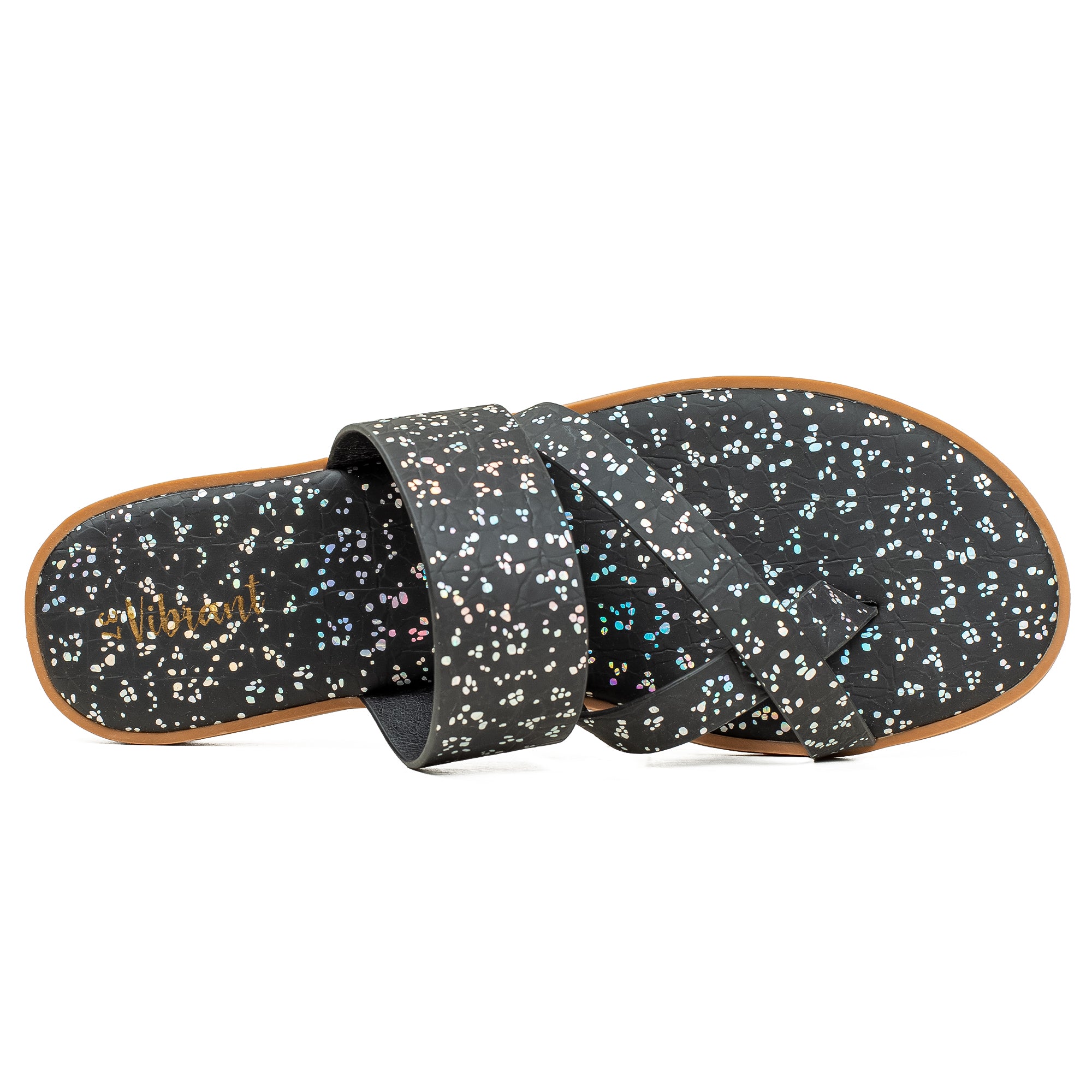 Vibrant Women's Black Flat Sandals – Stylish PU Leather Slip-On with Cushioned Insole for Everyday Comfort